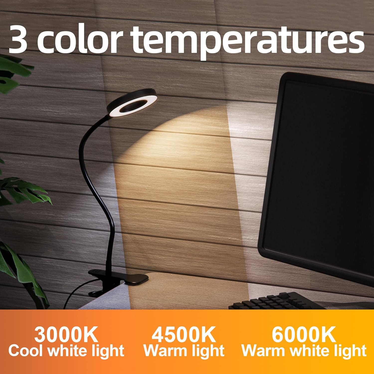 FELIXLEO LED Leselampe Klemmlampe Bett 48 LED Leselampe Dimmbar 3 Modi Schwarz