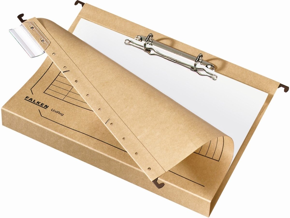 Falken Hefter Hängesammler UniReg Kraftkarton 320g/qm 2 Ring-Ringmechanik 4cm Karton