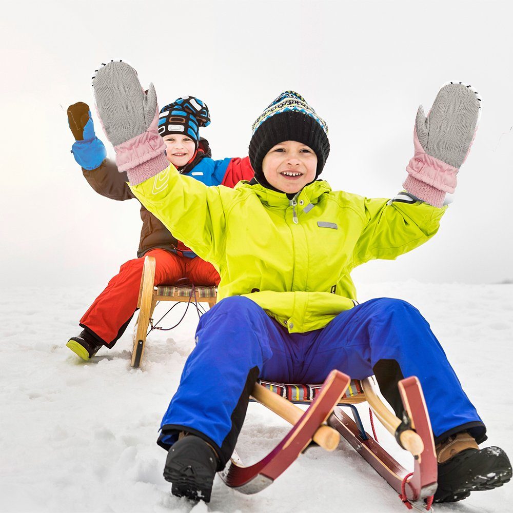 Kinder wasserdichte rosa Skihandschuhe Handschuhe Winter Skihandschuhe Radfahren Juoungle