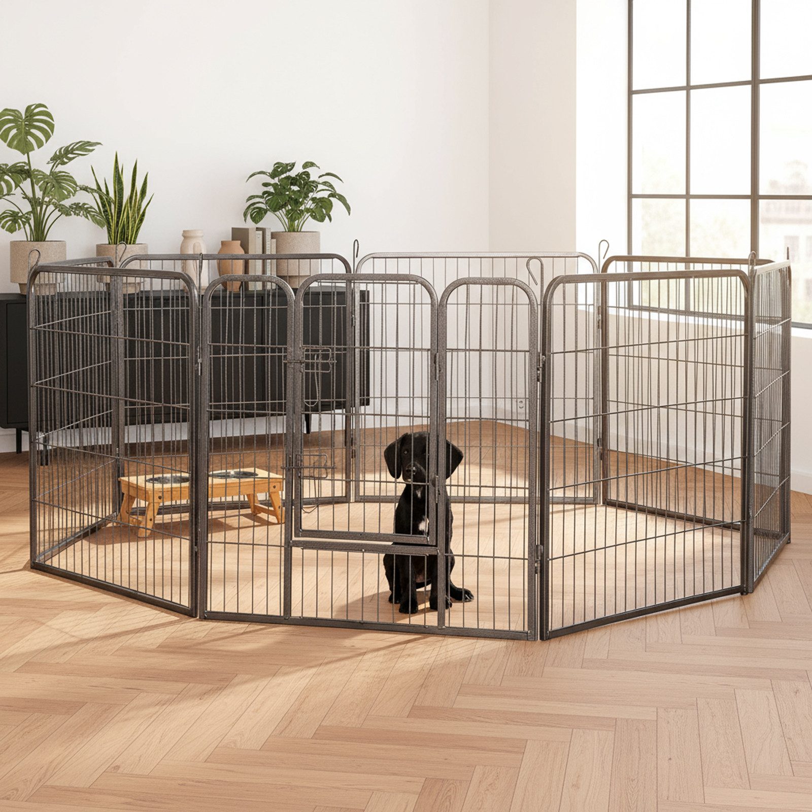 belviona Freigehege robust, Metallgehege für Welpen, Hunde & Kleintiere, 80x80 cm, Freilaufgehege wetterfest für drinnen & draußen