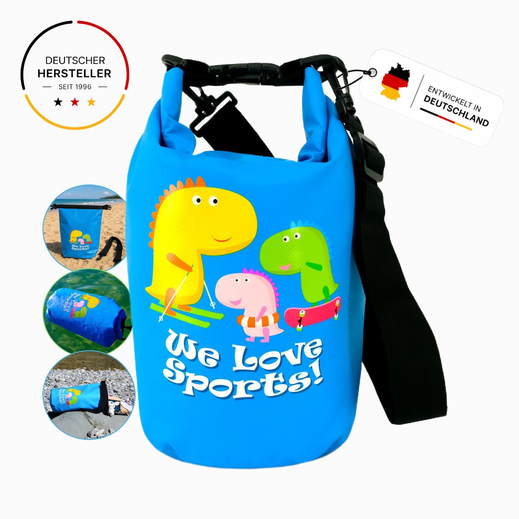 FASports Drybag Wasserdichte Tasche Aquino, Blau, Seesack/Packsack mit Tragegurt (1-tlg., H: 35 cm, Ø 18 cm), 5 Liter
