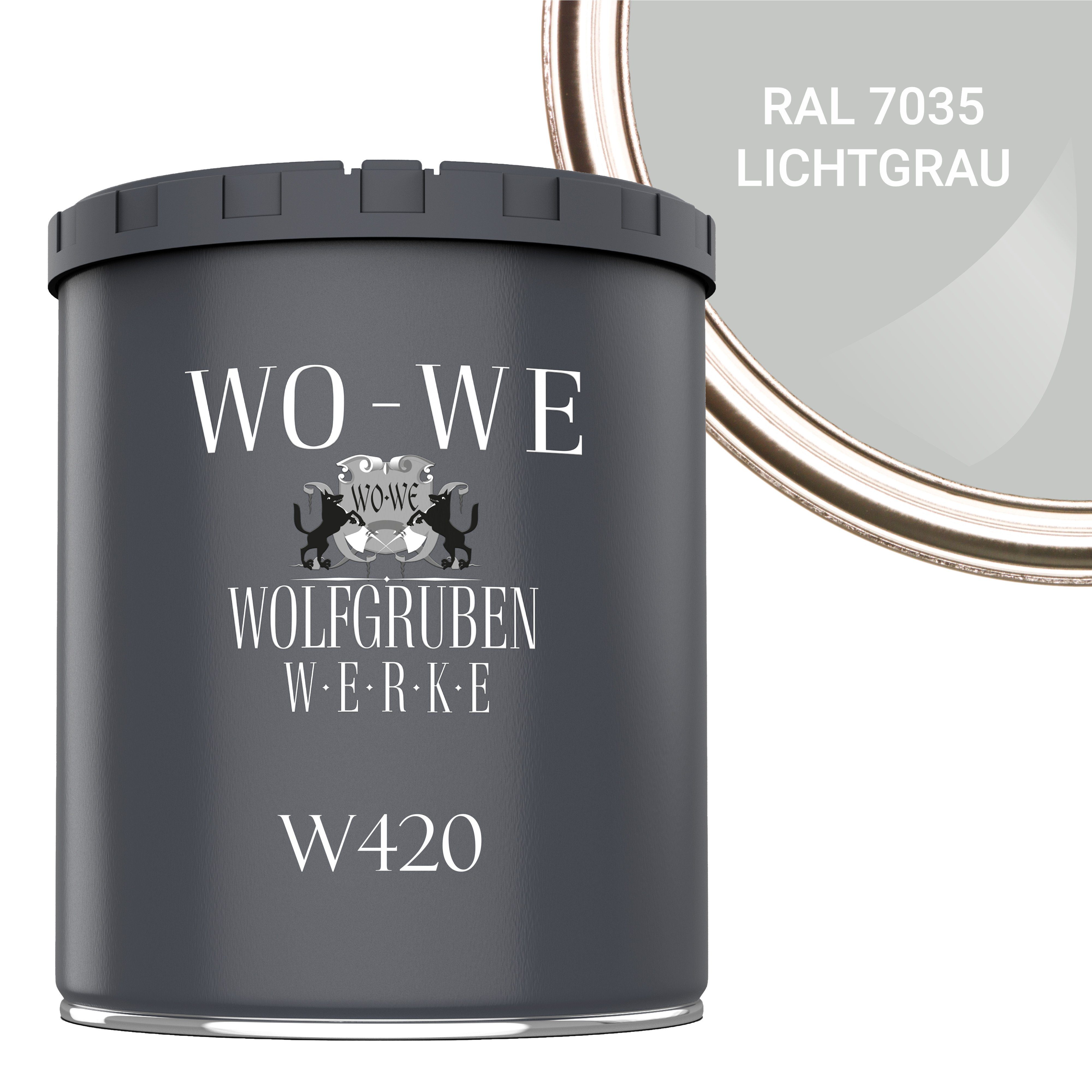 WO-WE Holzlack Holzfarbe Wetterschutzfarbe Holzanstrich 7035 1-10L, Wasserbasis RAL Seidenglänzend, Lichtgrau W420