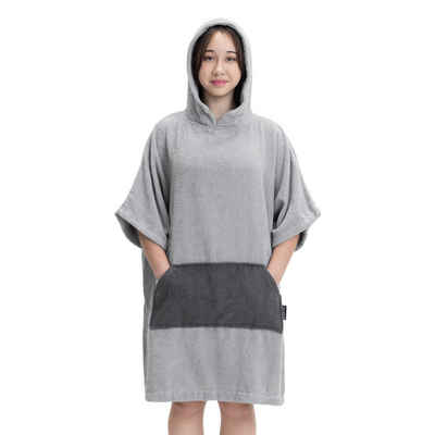 HOMELEVEL Bademantel Kinder Badeponcho aus Baumwolle mit Kapuze - Bademantel unisex, Baumwolle