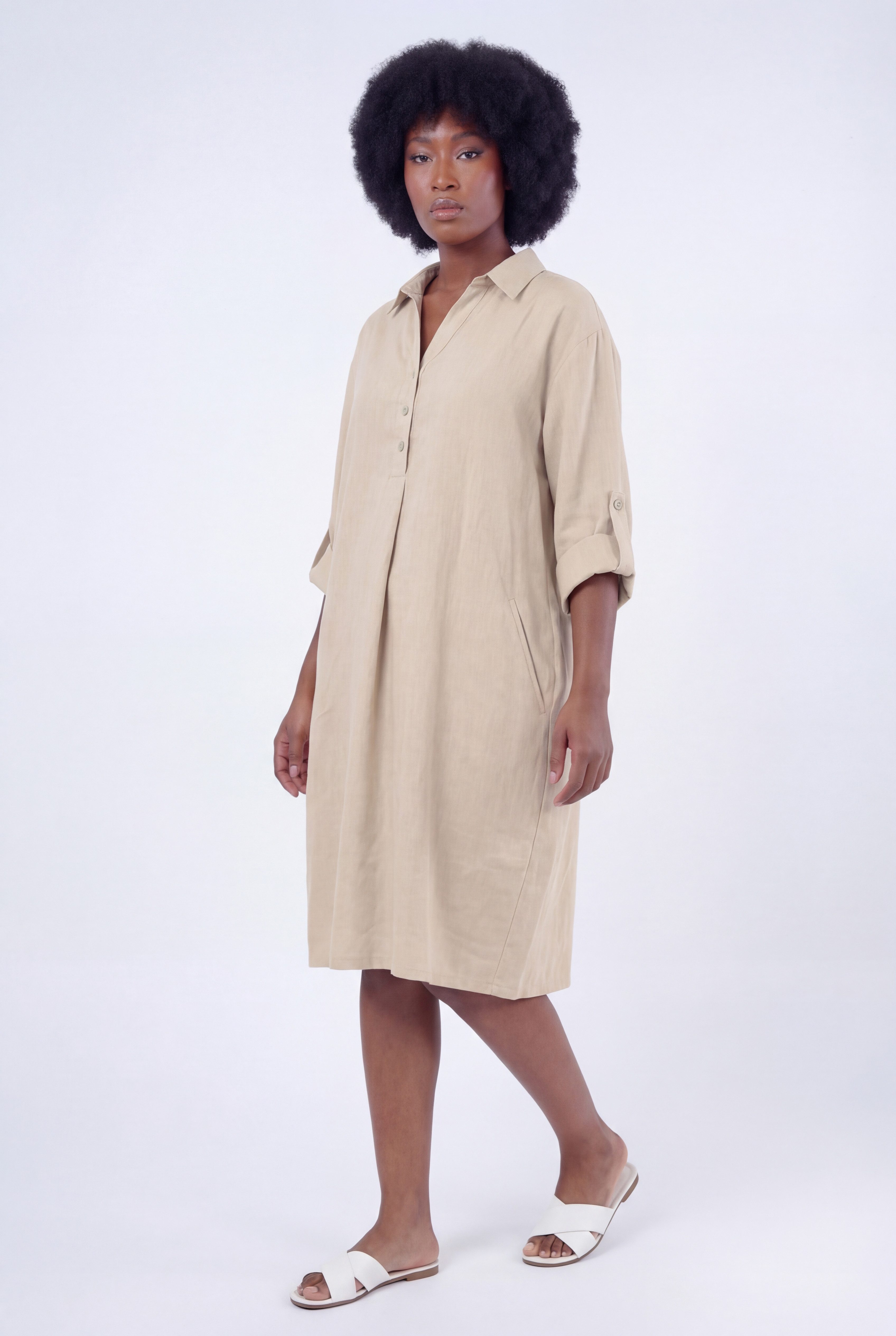 YC Fashion & Style Blusenkleid Leinen-Tunika Oversized One Size in Unifarbe