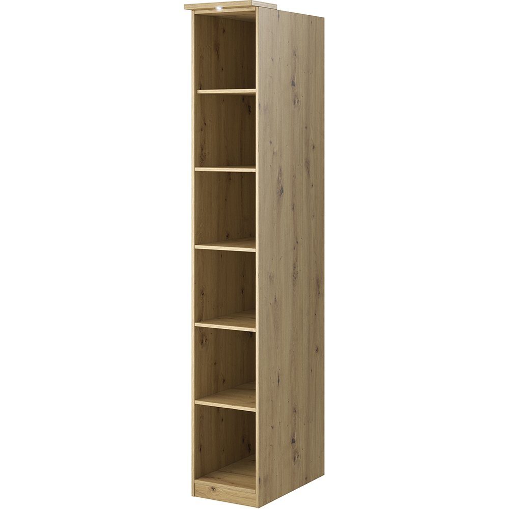 Lomadox Drehtürenschrank OLMO-83 Kleiderschrank Regal Beleuchtung Eiche 35/217/63 cm