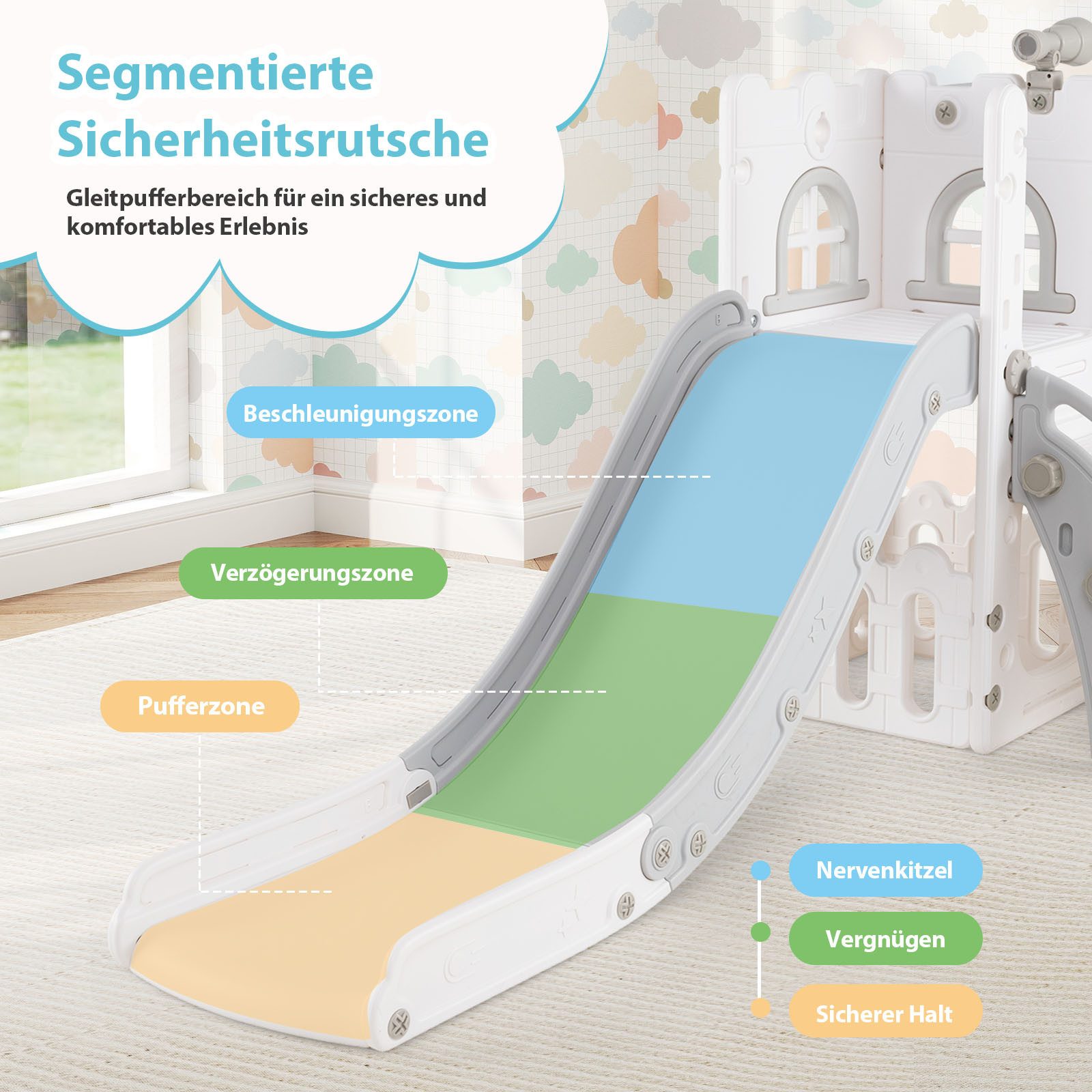 COSTWAY Rutsche, 6-in-1 L-förmige Kinderrutsche mit Stauraum, ab 1 Jahr günstig online kaufen