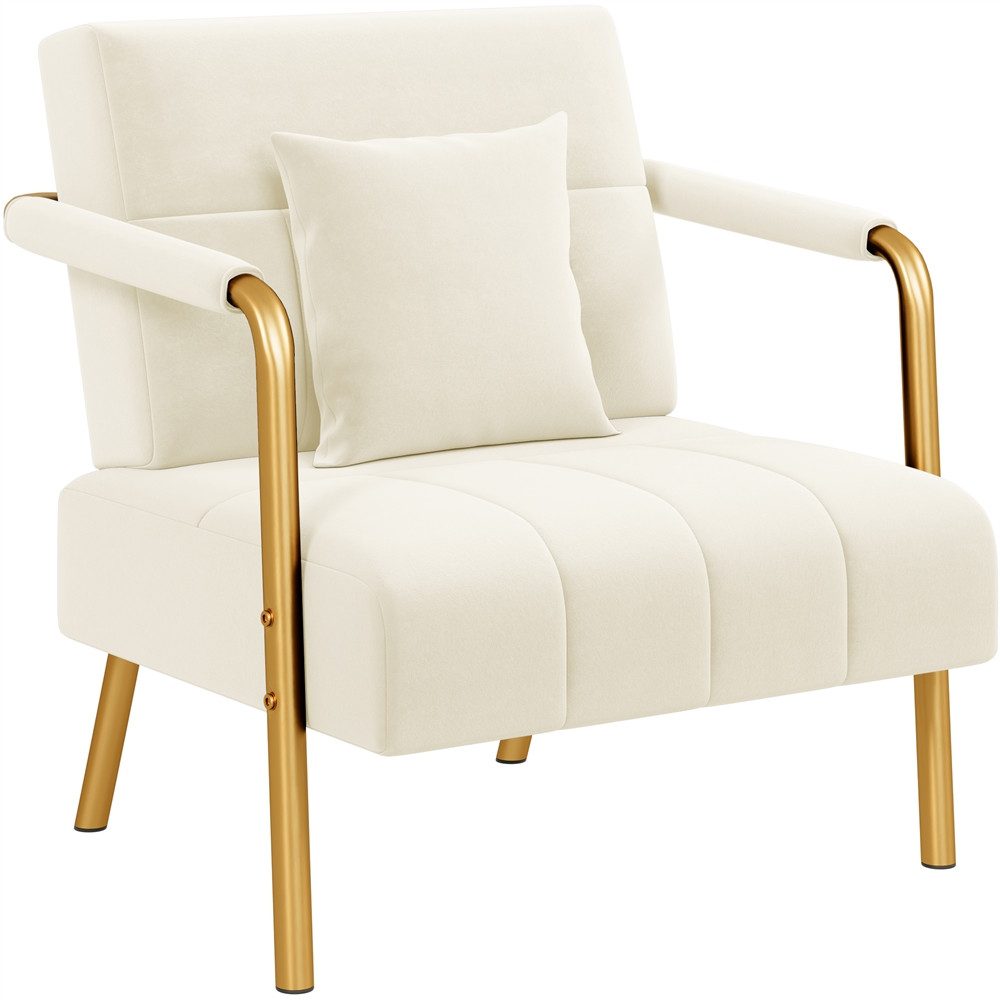 Yaheetech Sofa Polstersofa als 1- oder 2-Sitzer mit Samtbezug & Metallbeinen, Loungesessel mit Lendenkissen Einzelsofa für Wohnzimmer