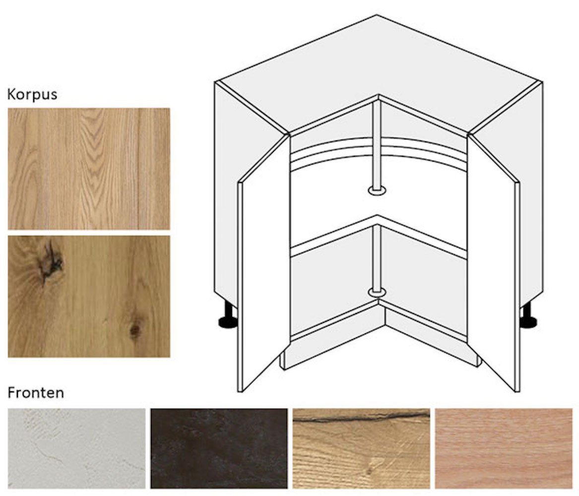 Feldmann-Wohnen Eckschrank 2-türig (Malmo) 84cm Ausführung wählbar artisan Malmo & eiche Frontfarbe Korpusfarbe