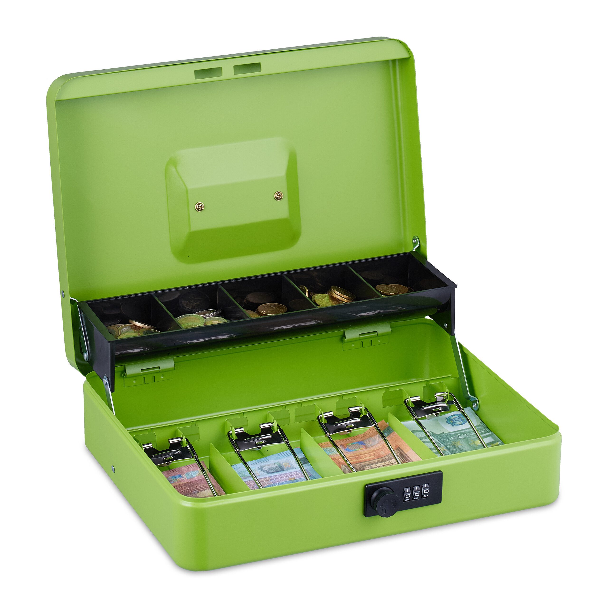 relaxdays Geldkassette Geldkassette mit Zahlenkombination, Grün