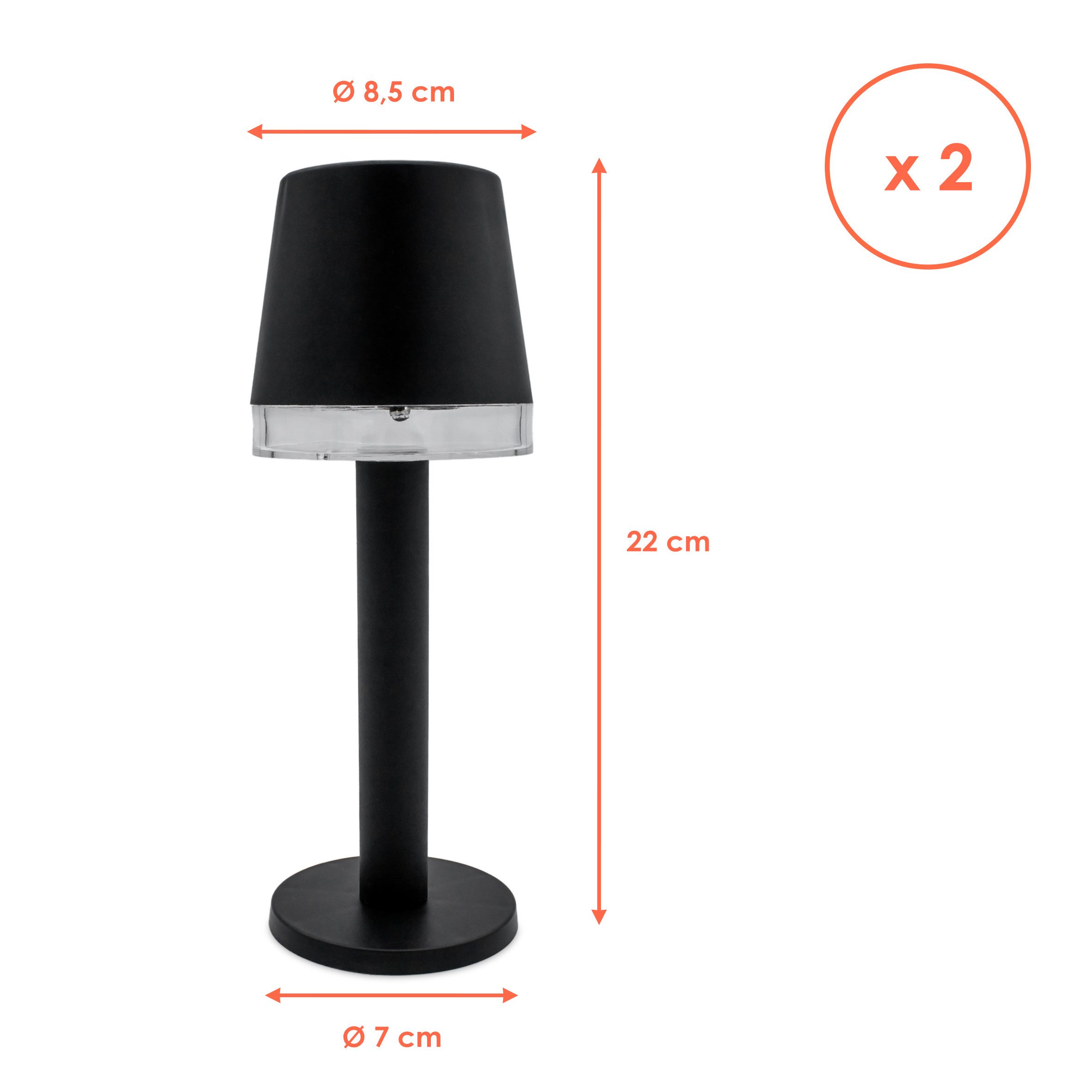 Spetebo LED Tischleuchte Solarlampe schwarz 22 x 8,5 cm - 2er Set, warm weiß