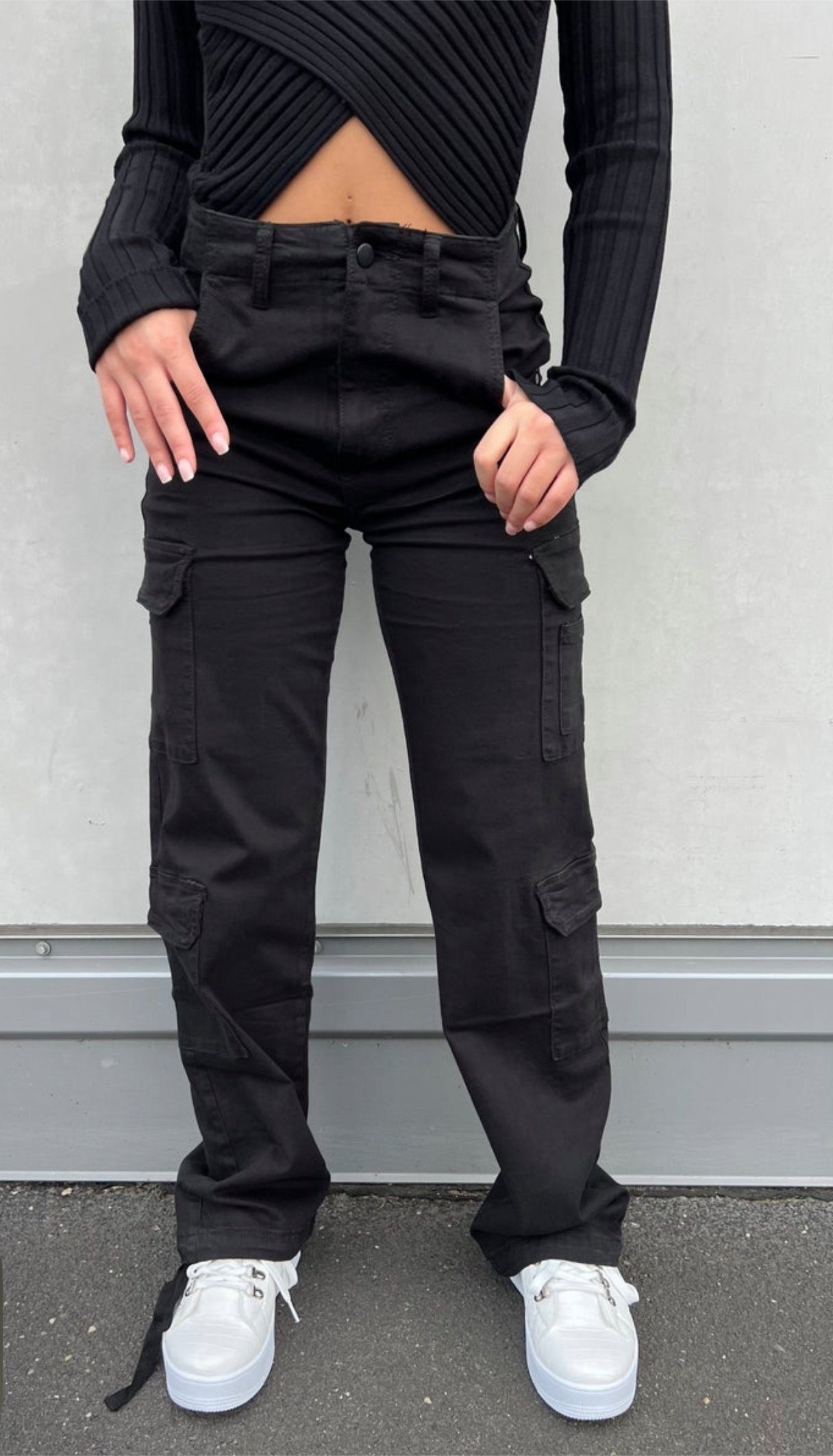 HELLO MISS Cargojeans DOUBLE POCKET WIDE CARGOHOSE MIT INNERE TUNNELZUG Double Poket