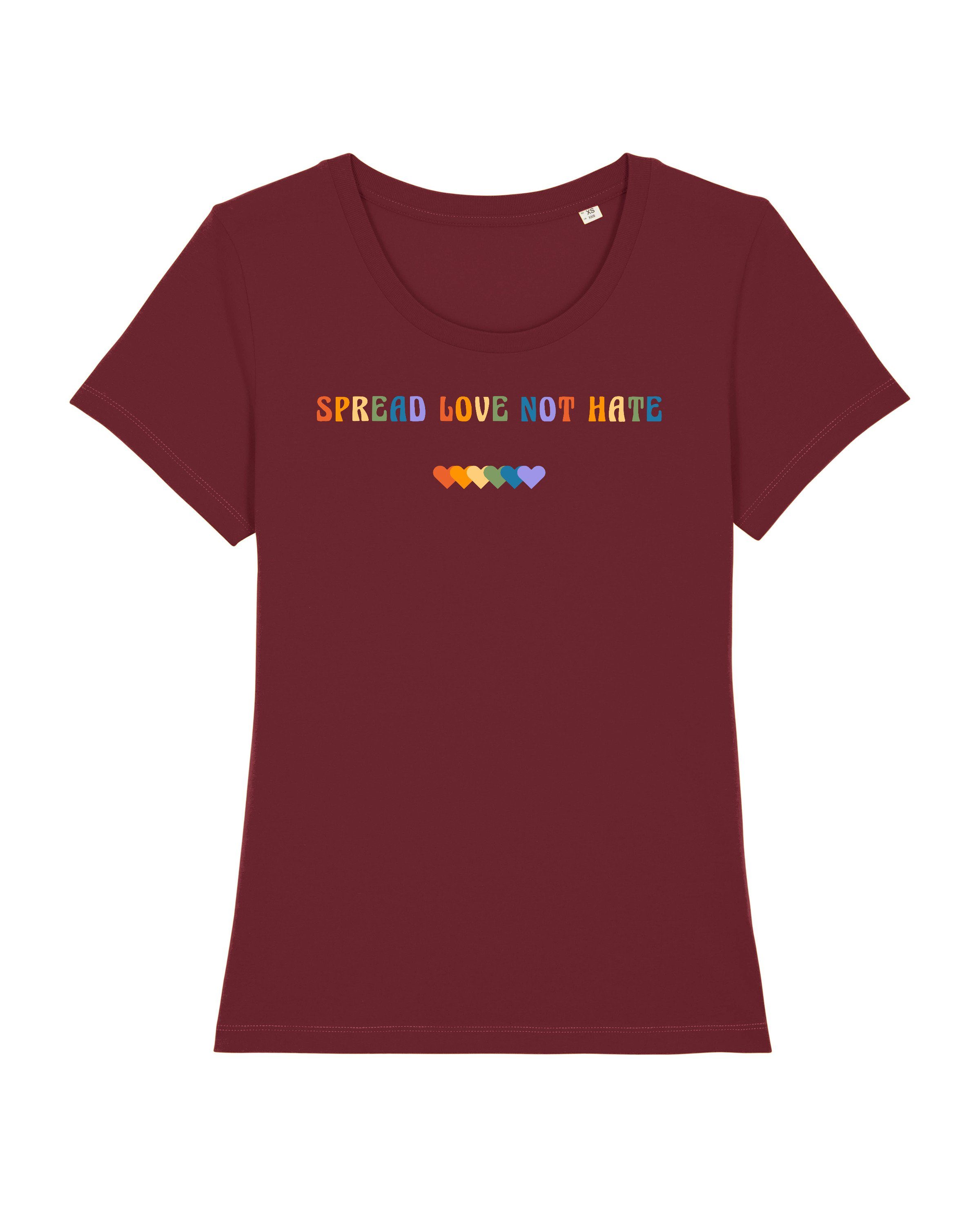 wat? Apparel Print-Shirt Spread Love not Hate (1-tlg) weinrot