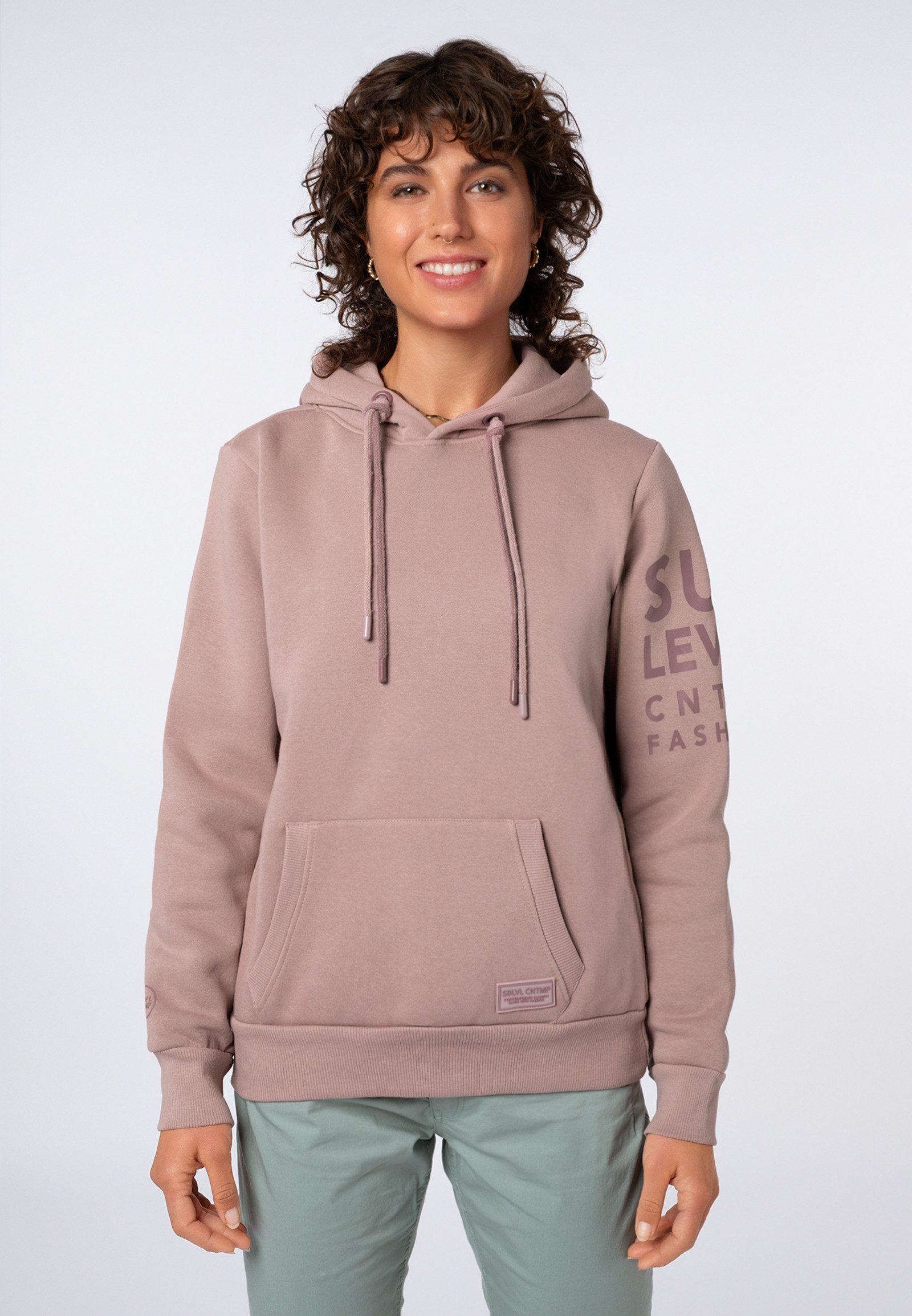 SUBLEVEL Kapuzenpullover Damen Hoodie mit auffälligen Prints auf Ärmel und Sweater, Kapuzensweatshirt mit Kängurutasche, mit Kapuze