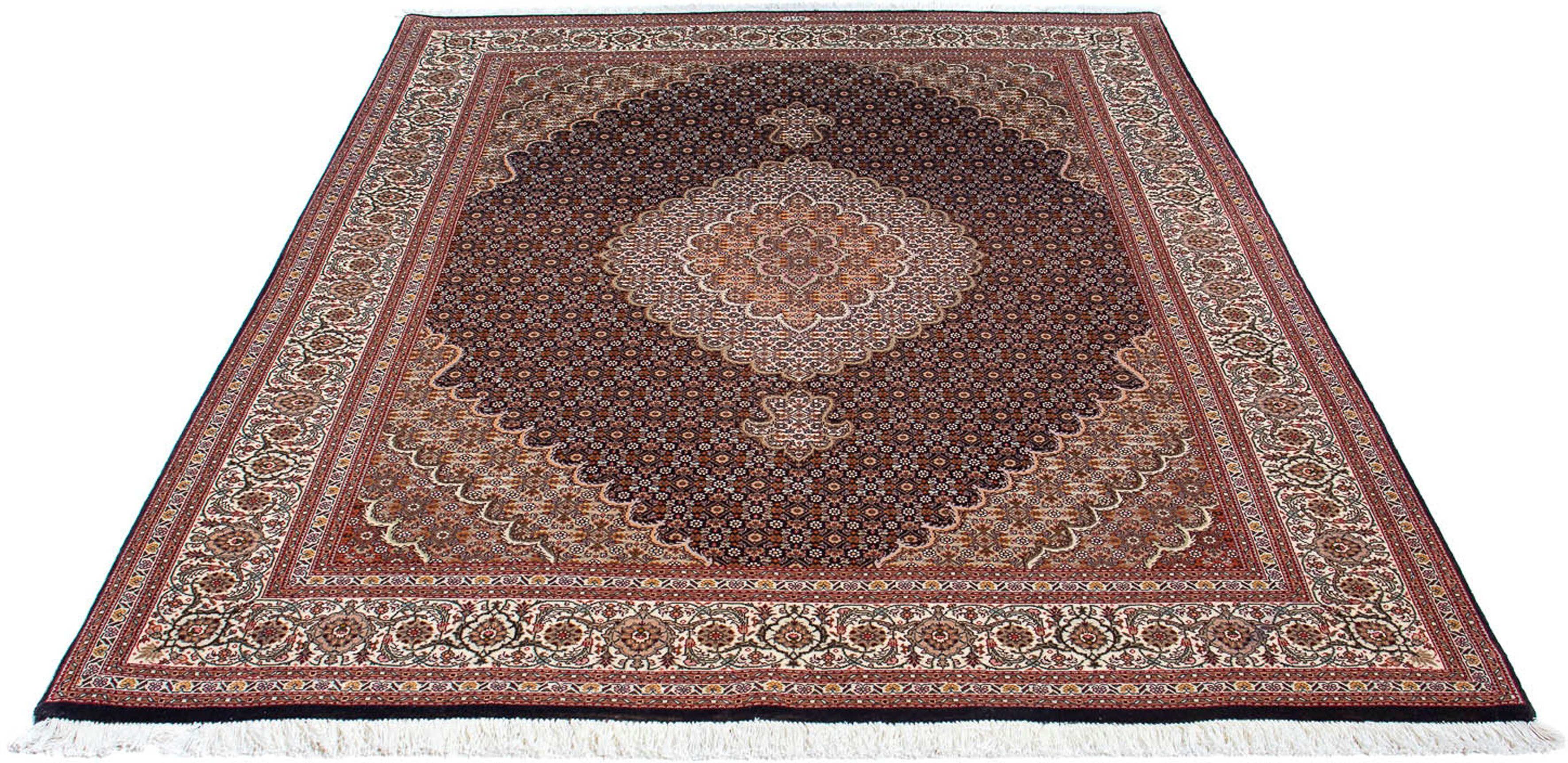 Orientteppich Perser - Täbriz - 200 x 154 cm - dunkelbraun, morgenland, rechteckig, Höhe: 10 mm, Wohnzimmer, Handgeknüpft, Einzelstück mit Zertifikat
