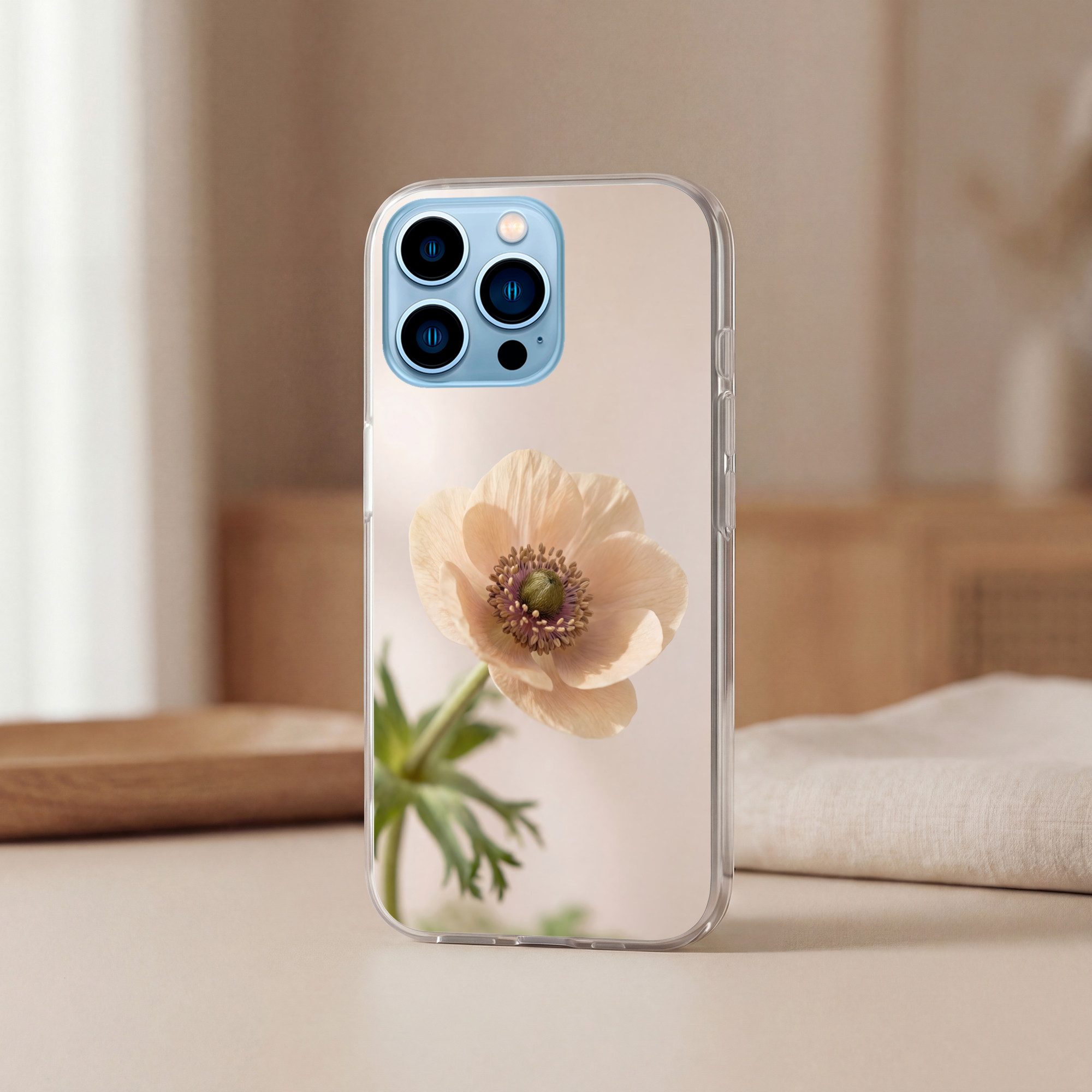 MuchoWow Handyhülle für Apple iPhone 13 Pro Max Blume - Minimalistisch - Grün, Smartphone-Bumper, Print, Handy Schutzhülle Dünn