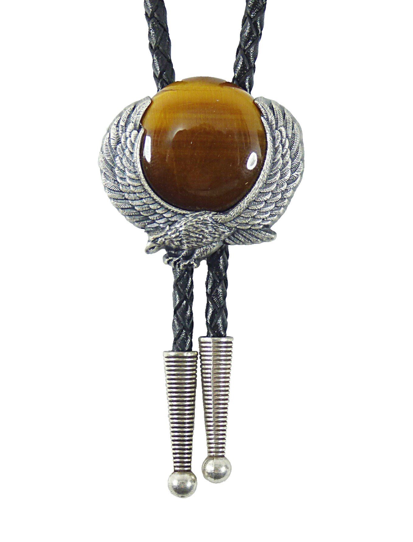 Westernlifestyle Krawatte Westernkrawatte Vintage Bolo Tie Adler mit großem Tigerauge