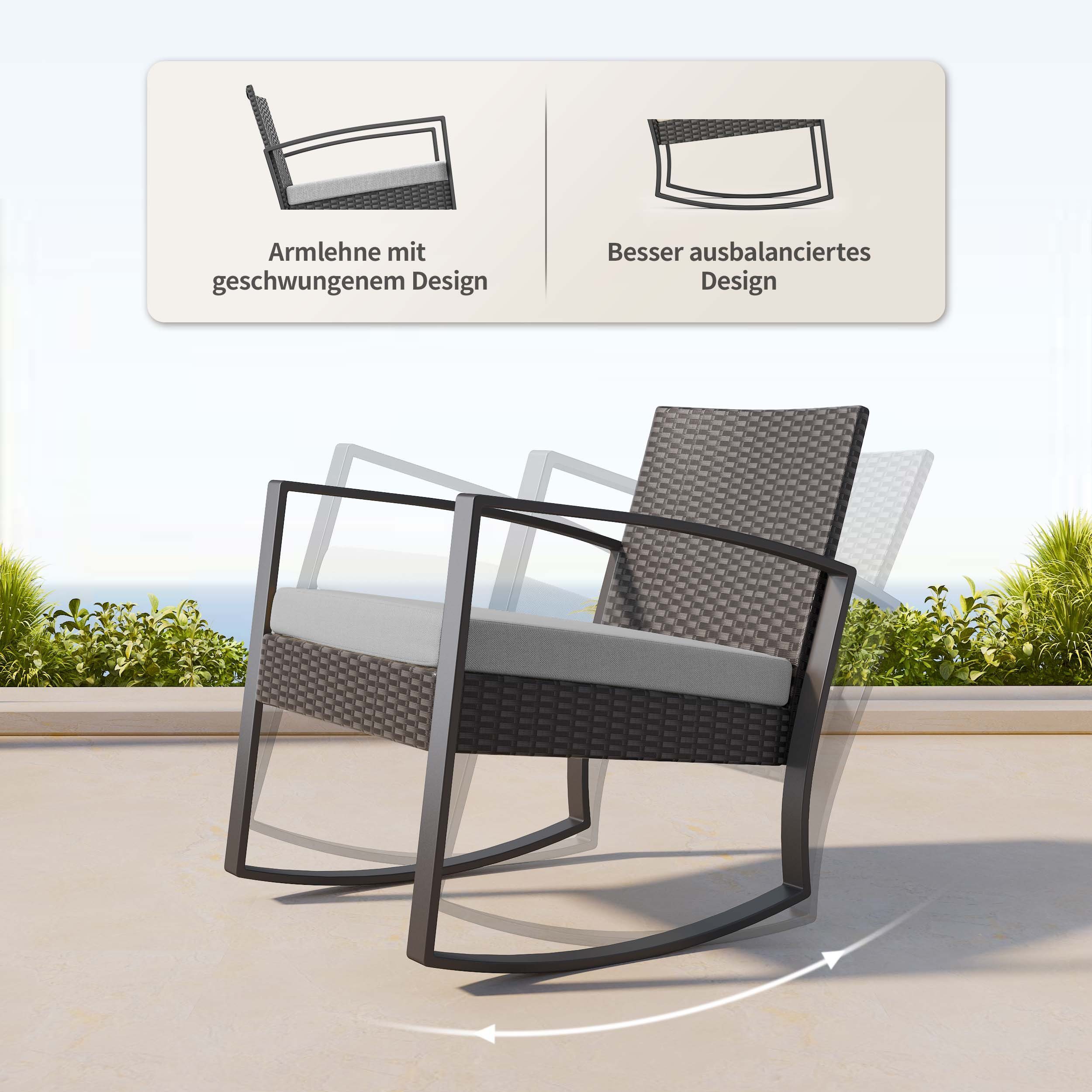 Bealife Balkonset, Balkonmöbel Set 2 Personen, Rattan Gartenmöbel 3