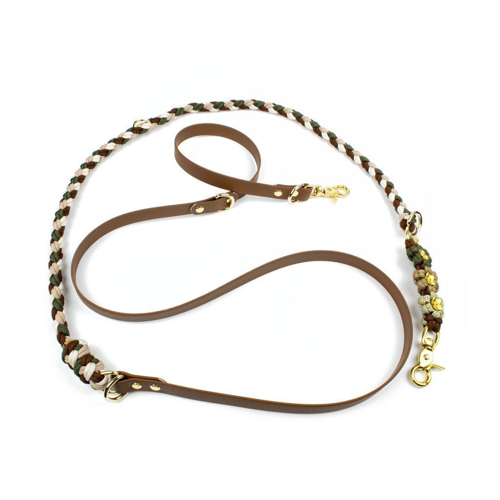 Tierluxe Hundeleine Blumen, Paracord, Biothane, Handgemacht