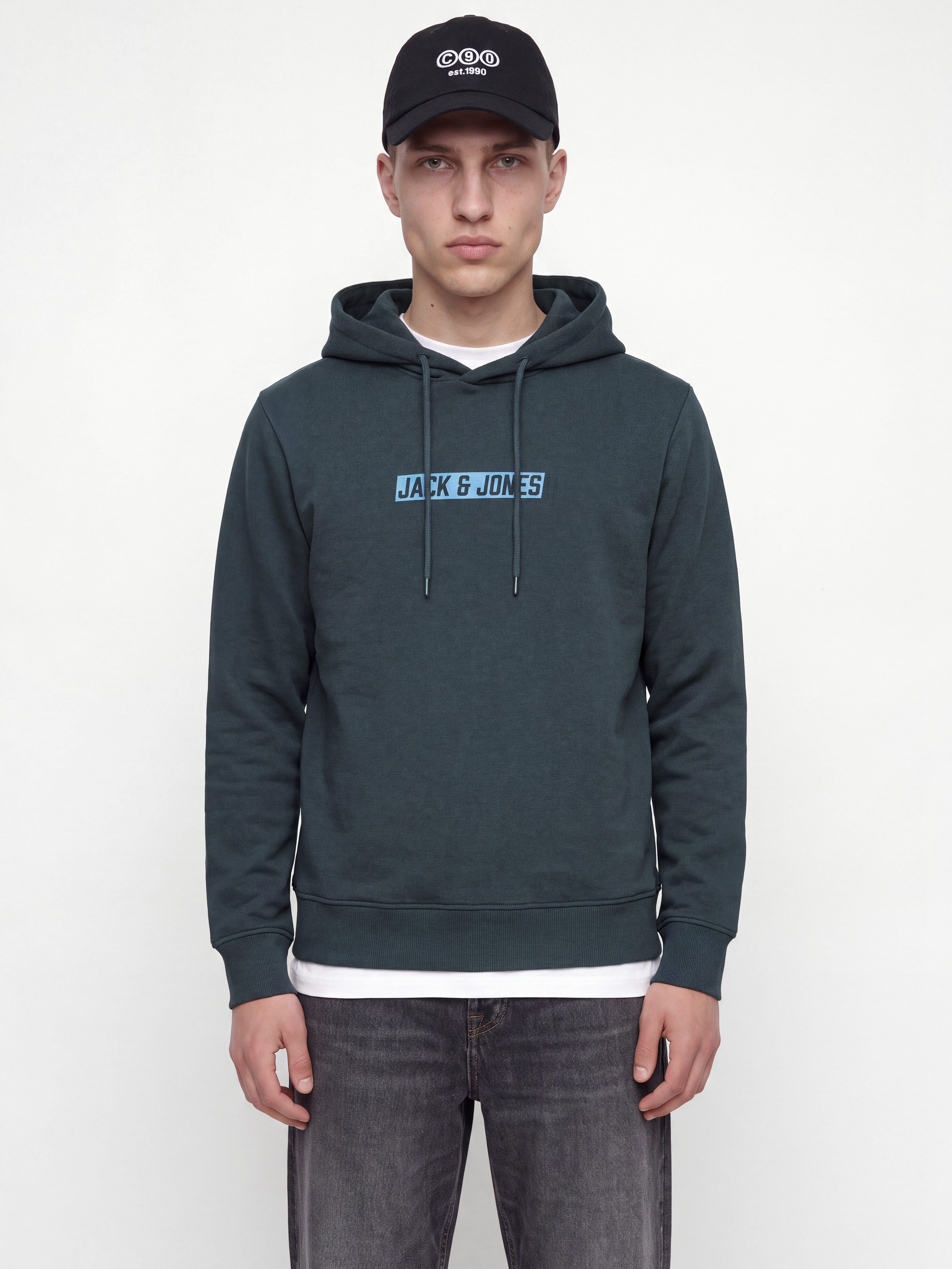 Jack & Jones Kapuzensweatshirt JJMUNK SWEAT HOOD Materialmix, regular fit