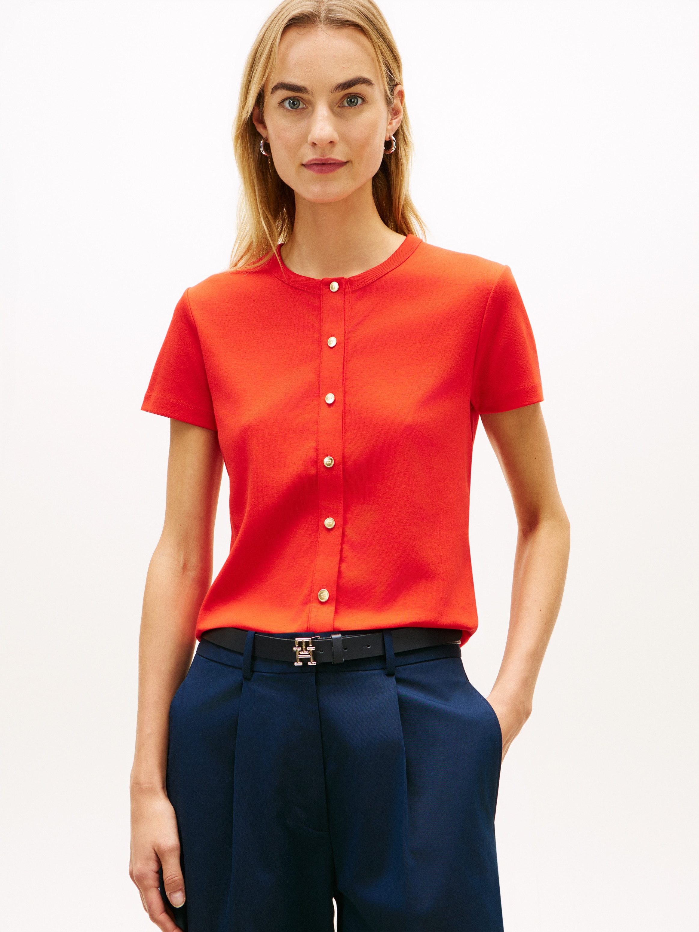 Tommy Hilfiger Kurzarmshirt GOLD BUTTON SLIM SS TEE