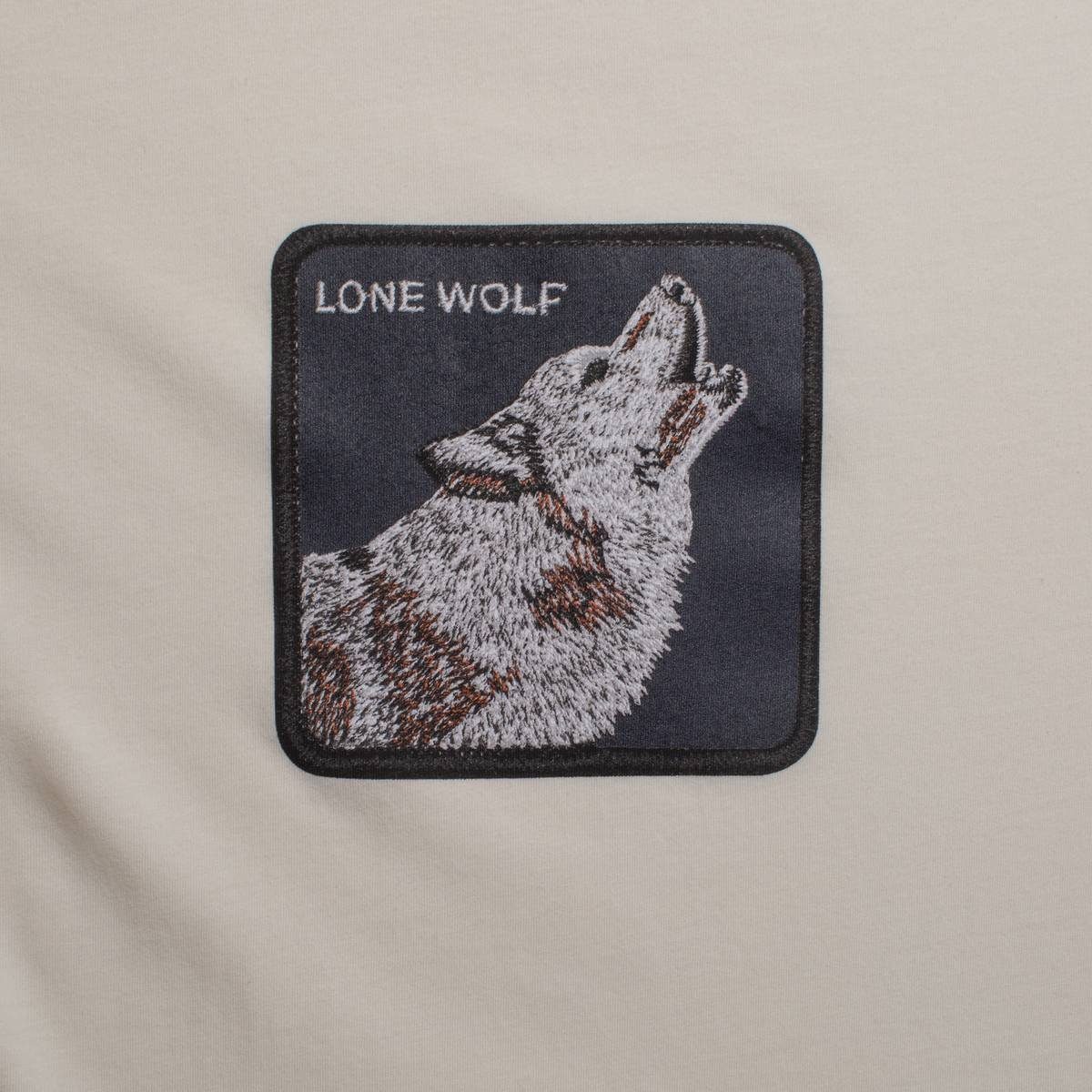 T-Shirt Herren Rundhals, Beige Logo-Patch Wolf Lone T-Shirt Baumwolle, - - GOORIN Bros.