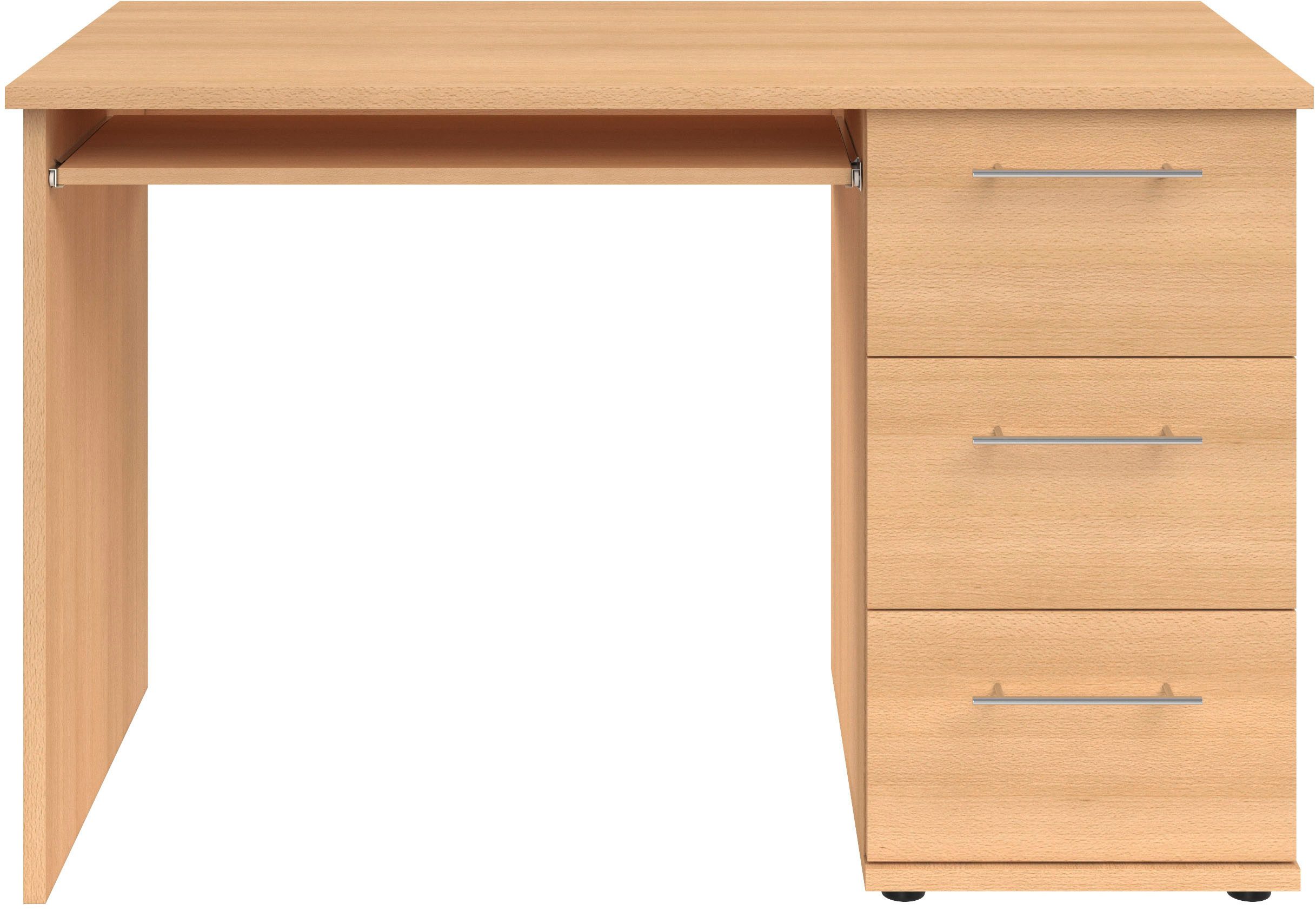VOGL Möbelfabrik Schreibtisch Tobi, wahlweise mit 3 Schubkästen oder 1 Schubkasten/1 Tür, optional mit Tastaturauszug, Breite 115 cm