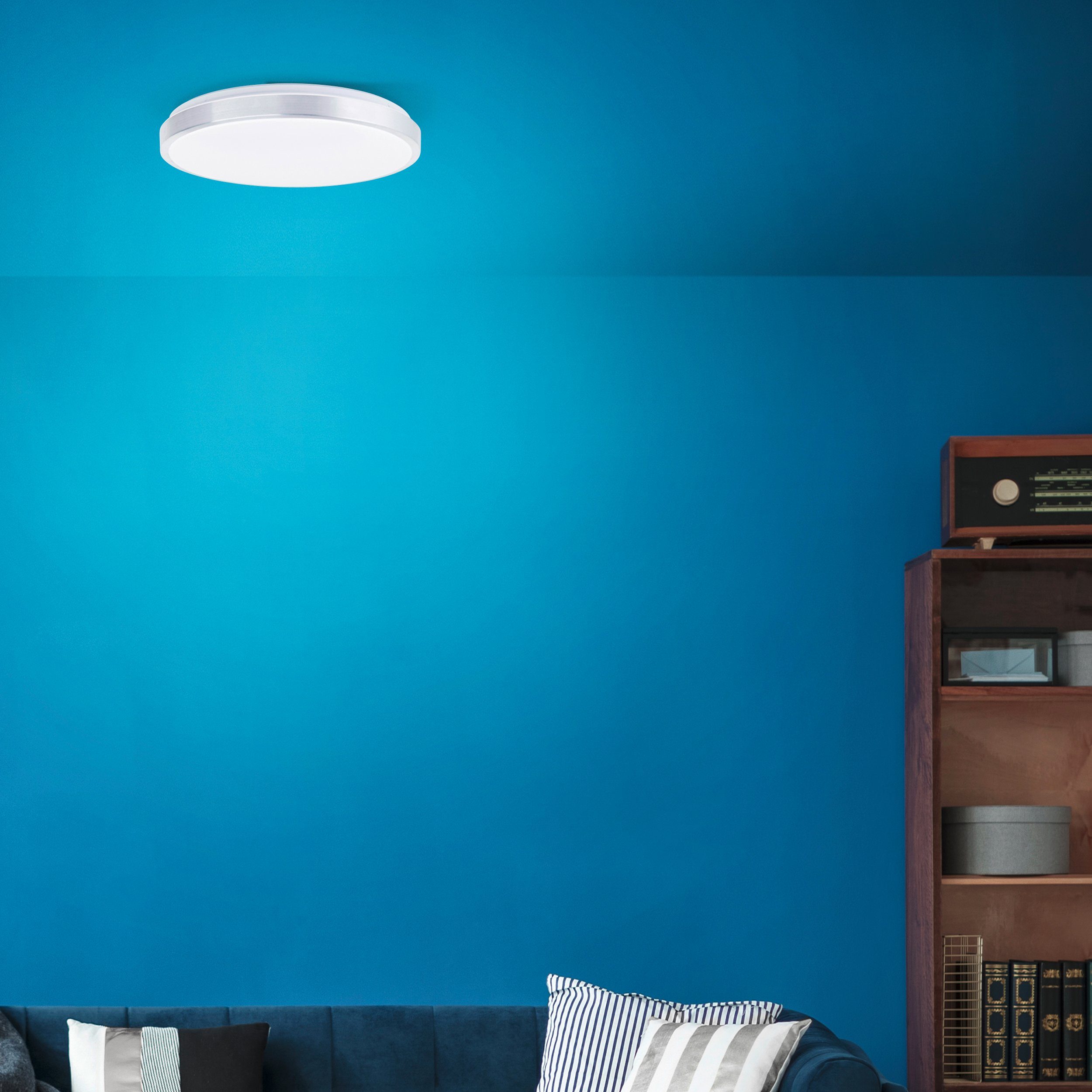 BreLight LED Wandleuchte Livius, CCT - über Fernbedienung, Dimmfunktion, Nachtlichtfunktion, Timerfunktion, LED fest integriert, warmweiß - kaltweiß, D 49 cm, 3800 lm, 3000-6500 K, CCT, dimmbar, nickelfarben