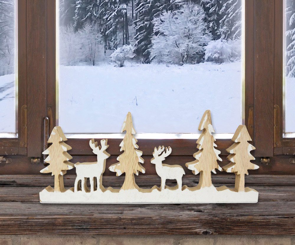 x 29 - Bäume mit cm Holzaufsteller Weihnachtsdekoration 18065 RIFFELMACHER St) (1 12 Dekofigur WEINBERGER Natur Hirschen - &
