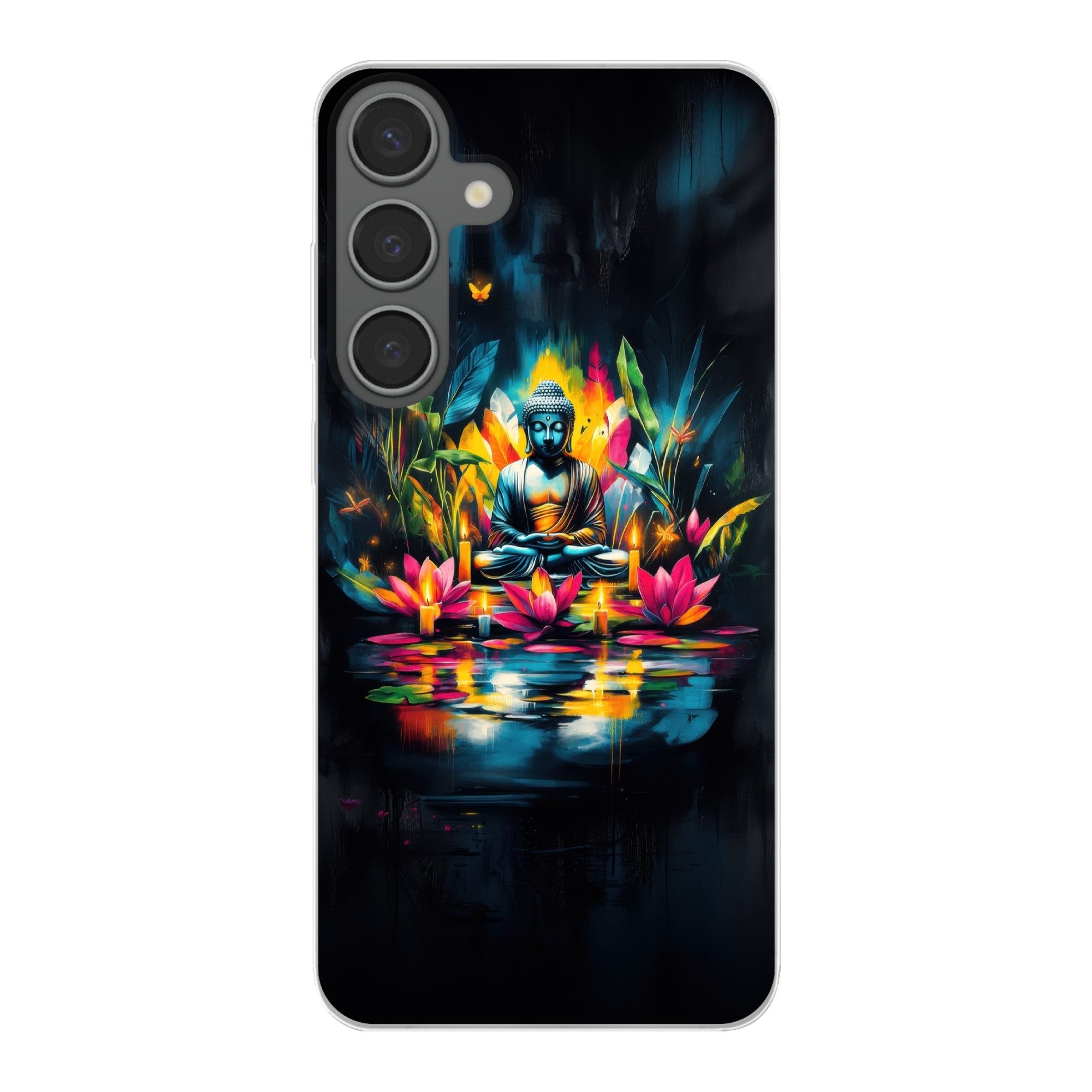 MuchoWow Handyhülle für Samsung Galaxy S24 Plus Kerzen - Blumen - Buddha - Wasser, Phone Case, Silikon, Schutzhülle Dünn
