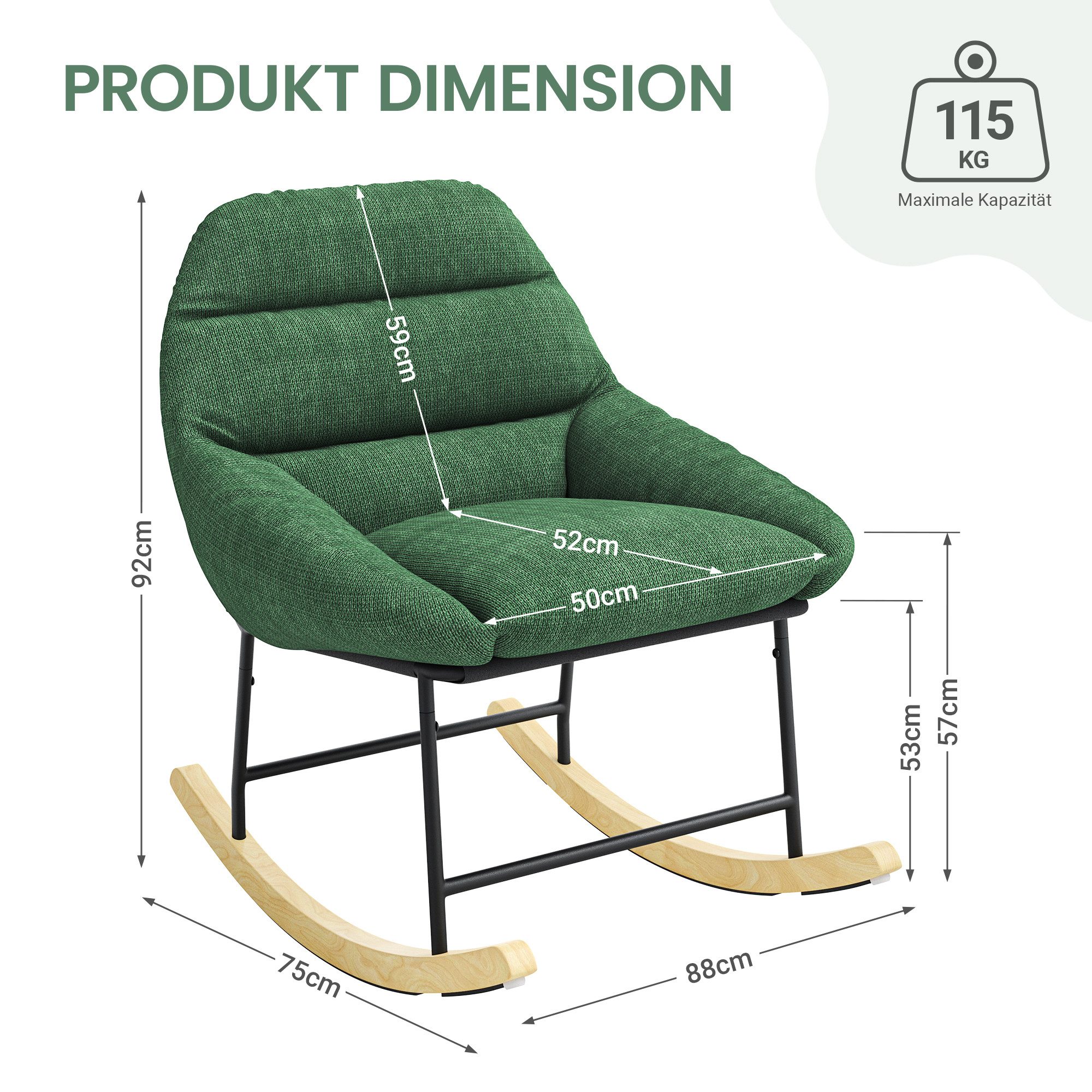 ToteBox Schaukelstuhl Chenille Sessel mit Holzkufen,Relaxsessel günstig online kaufen
