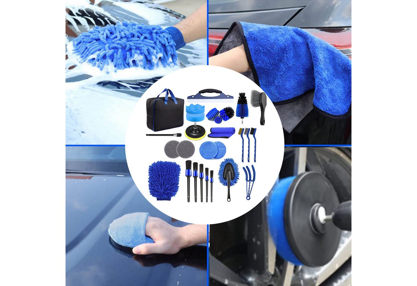 Thumbnail - YINDN Autowaschbürste 27-tlg Auto Reinigungsset, Autopflege Set mit Autowaschbürste, (Auto-Reinigungsmittel, Reinigungs-...