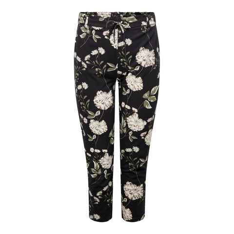 ONLY CARMAKOMA Stoffhose Blumen Stoffhose Stretch Pants Übergröße Plus Size CARGOLDTRASH 4797 in Schwarz