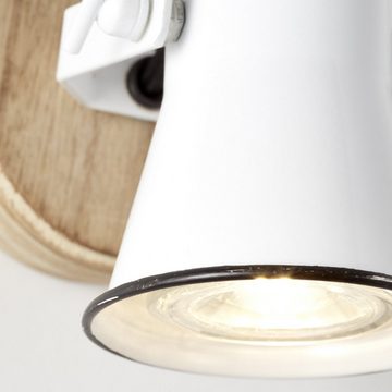 Lightbox Wandleuchte, ohne Leuchtmittel, Wandlampe in Emaille-Optik, schwenkbarer Kopf, 13 cm Höhe, Metall/Holz