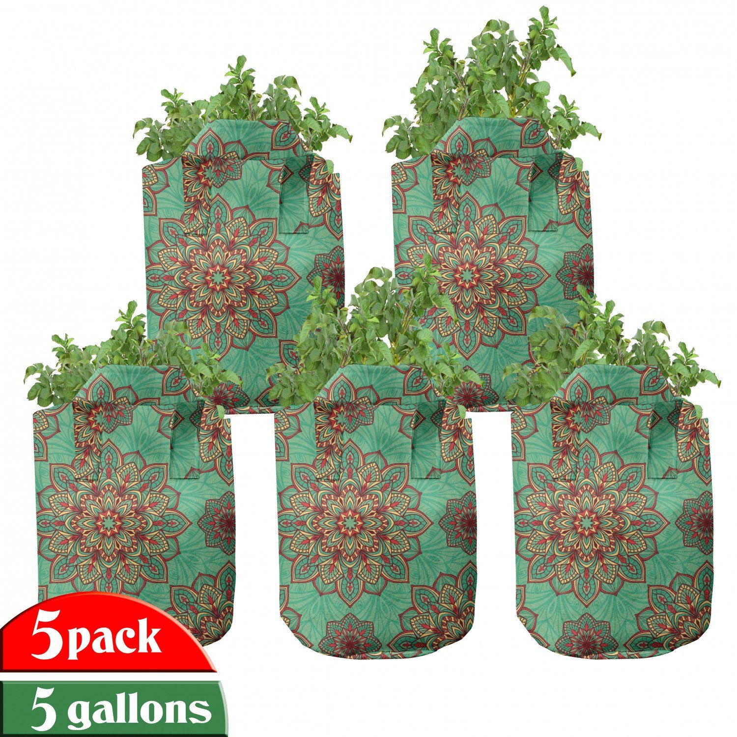 für Mandala Griffen Stofftöpfe Pflanzkübel Geometrisch Pflanzen, hochleistungsfähig Abakuhaus mit