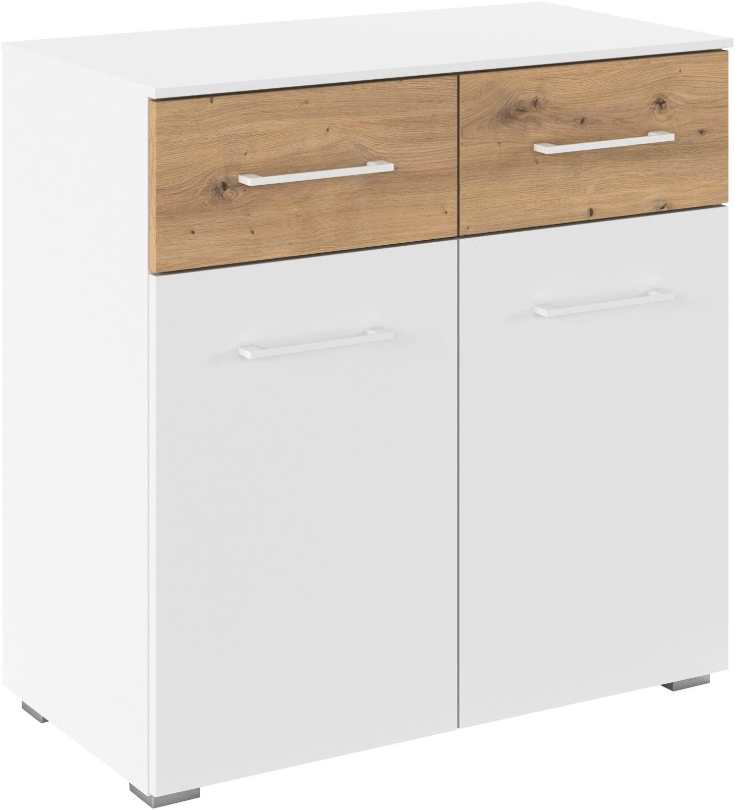 rauch Kombikommode Sideboard Kommode Schubladenkommode Türenkommode BOSTON-EXTRA (B/H/T: 80/81/42 cm), mit 2 geräumigen Schubladen, Einlegeboden verstellbar MADE IN GERMANY