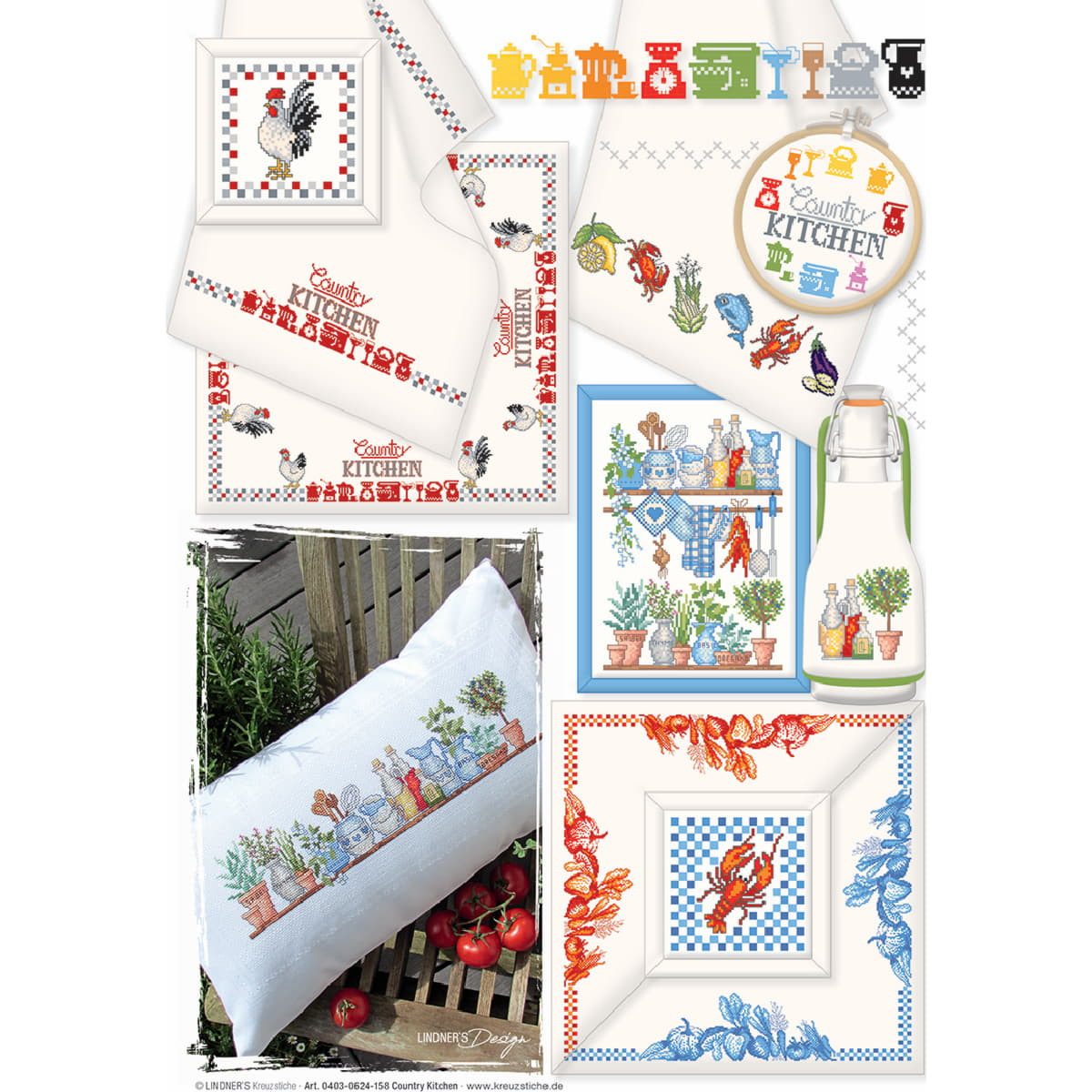 Lindner´s Kreuzstiche Kreativset Lindner´s Kreuzstich Zählmuster Vorlage "Country Kitchen", 158, (embroidery kit by Marussia)