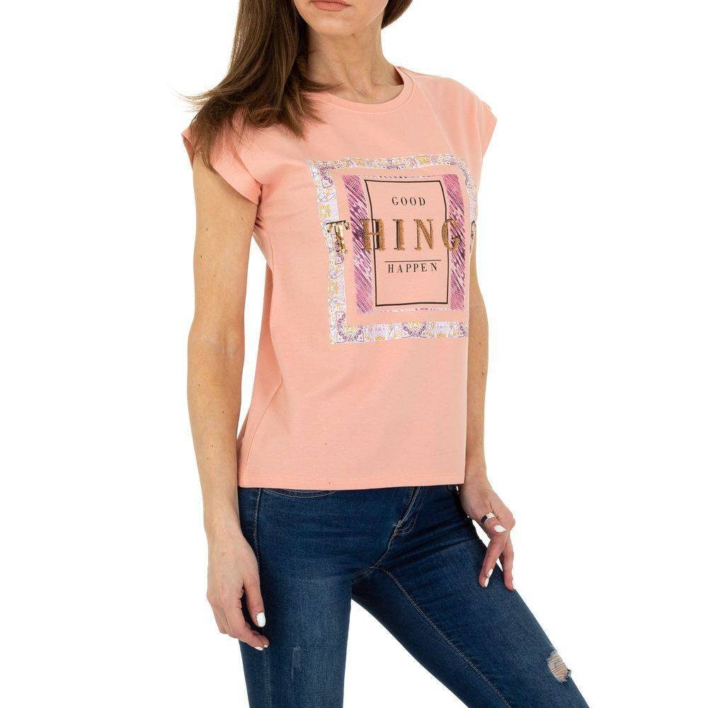 Damen Shirts Ital-Design T-Shirt Damen Freizeit Print Stretch T-Shirt in Rosa