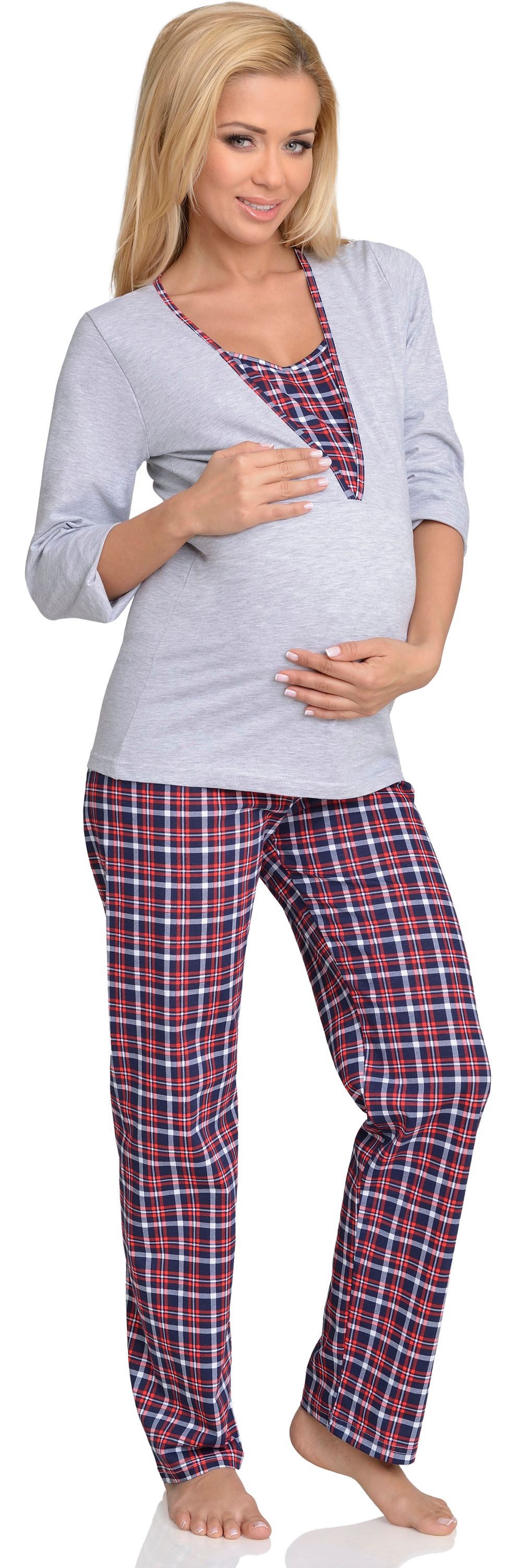 Be Mammy Umstandspyjama Damen Schlafanzug Stillpyjama 1N2TT2