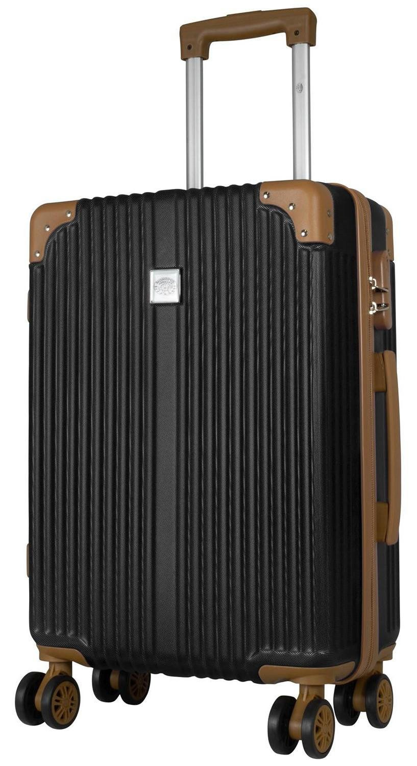 Warenhandel König Trolley Bardabos, 4 Rollen, Hartschale, braune Eckenschützer, aufrecht rollbar