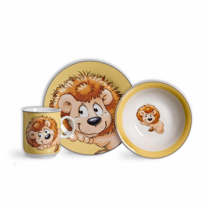 Ritzenhoff & Breker Kindergeschirr-Set Happy Zoo - Löwe Leo (3-tlg) Porzellan