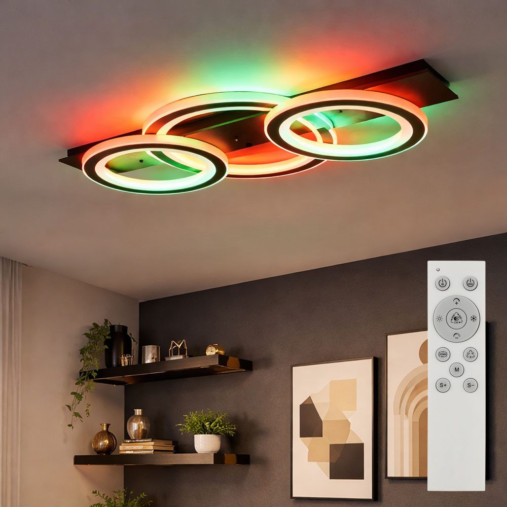 GLOBO LIGHTING LED Deckenleuchte, LED-Leuchtmittel fest verbaut, Kaltweiß, Warmweiß, Neutralweiß, Tageslichtweiß, Farbwechsel, Deckenlampe Deckenleuchte LED Wohnzimmerlampe Fernbedienung