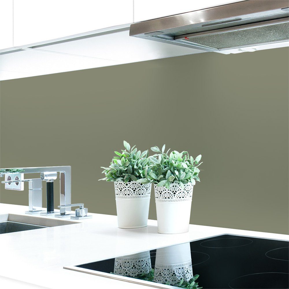 DRUCK-EXPERT Küchenrückwand Küchenrückwand Grautöne Hart-PVC ~ Premium RAL Moosgrau 0,4 7003 Unifarben mm selbstklebend