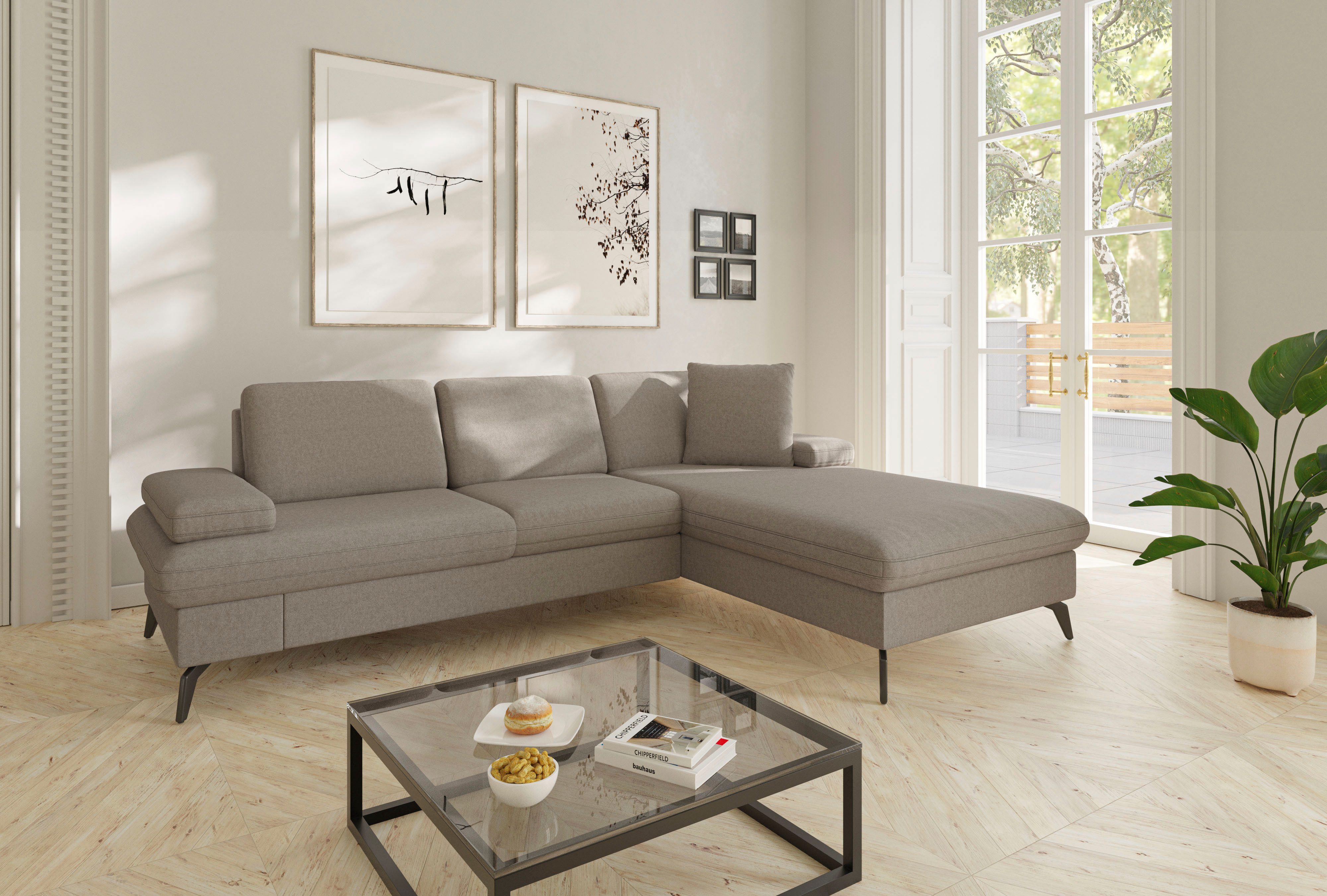 sit&more Ecksofa Morris Jubi L-Form, B: 247 cm, mit Armteilfunktion & 1 Zierkissen, optional Bettfunktion