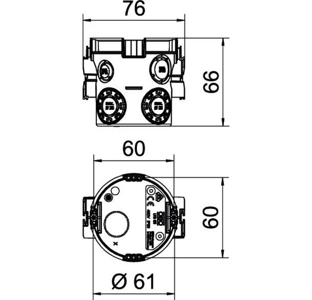Thumbnail - OBO BETTERMANN Steckdose OBO Bettermann 2003703 Geräte-Verbindungsdose (x T) 60 mm x 66 mm