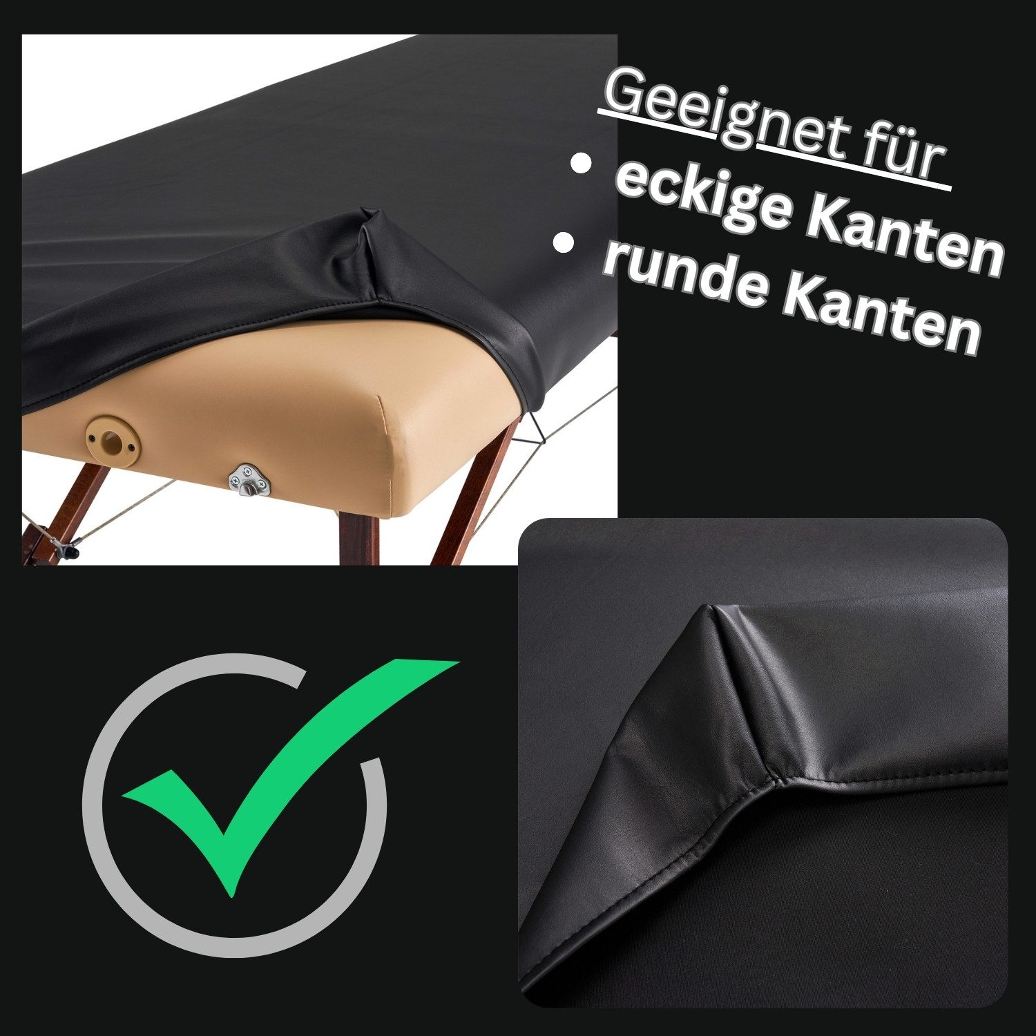 PROMAFIT Massageliegenbezug Lederüberzug, strapazierfähige Lederabdeckung für mobile Massageliegen, Polyurethan, Gummizug: rundum, (1 Stück), wasser- und ölabwe – Bild 5 von 5