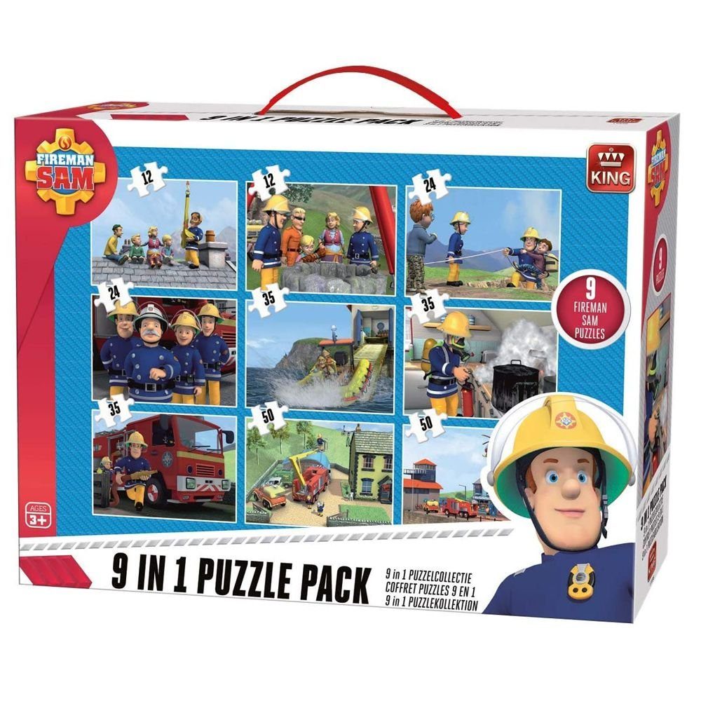Feuerwehrmann Sam Puzzle XXL Puzzle Box Feuerwehrmann Sam 9 in 1 Legespiel,  50 Puzzleteile