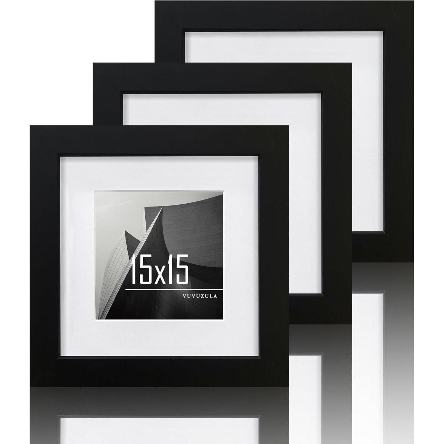 LuxusKollektion Bilderrahmen-Set Bilderrahmen Schwarz Quadratisch 15x15cm Holz Fotorahmen MDF mit