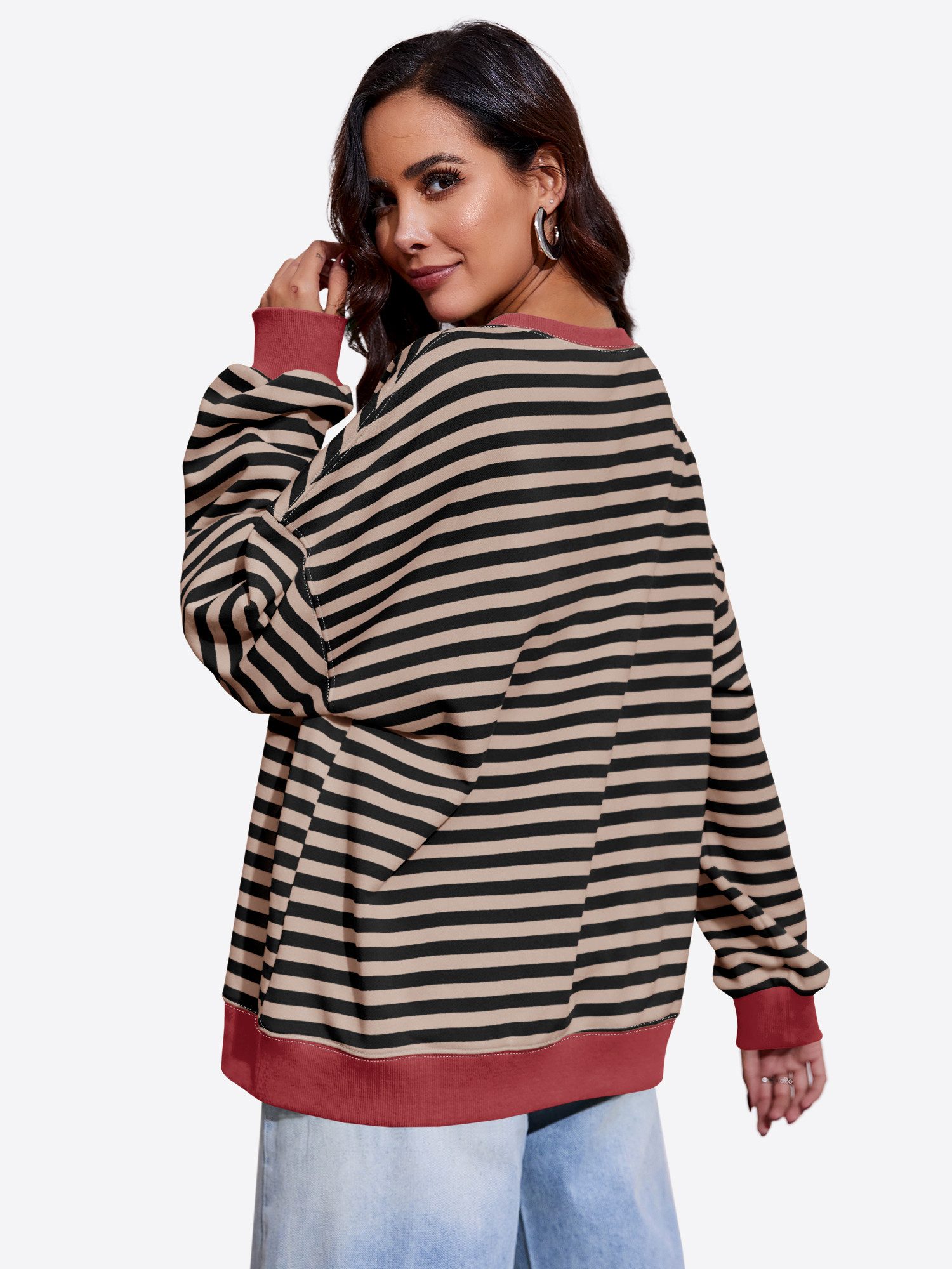 Imily Bela Sweatshirt Damen Gestreifter Oversize günstig online kaufen