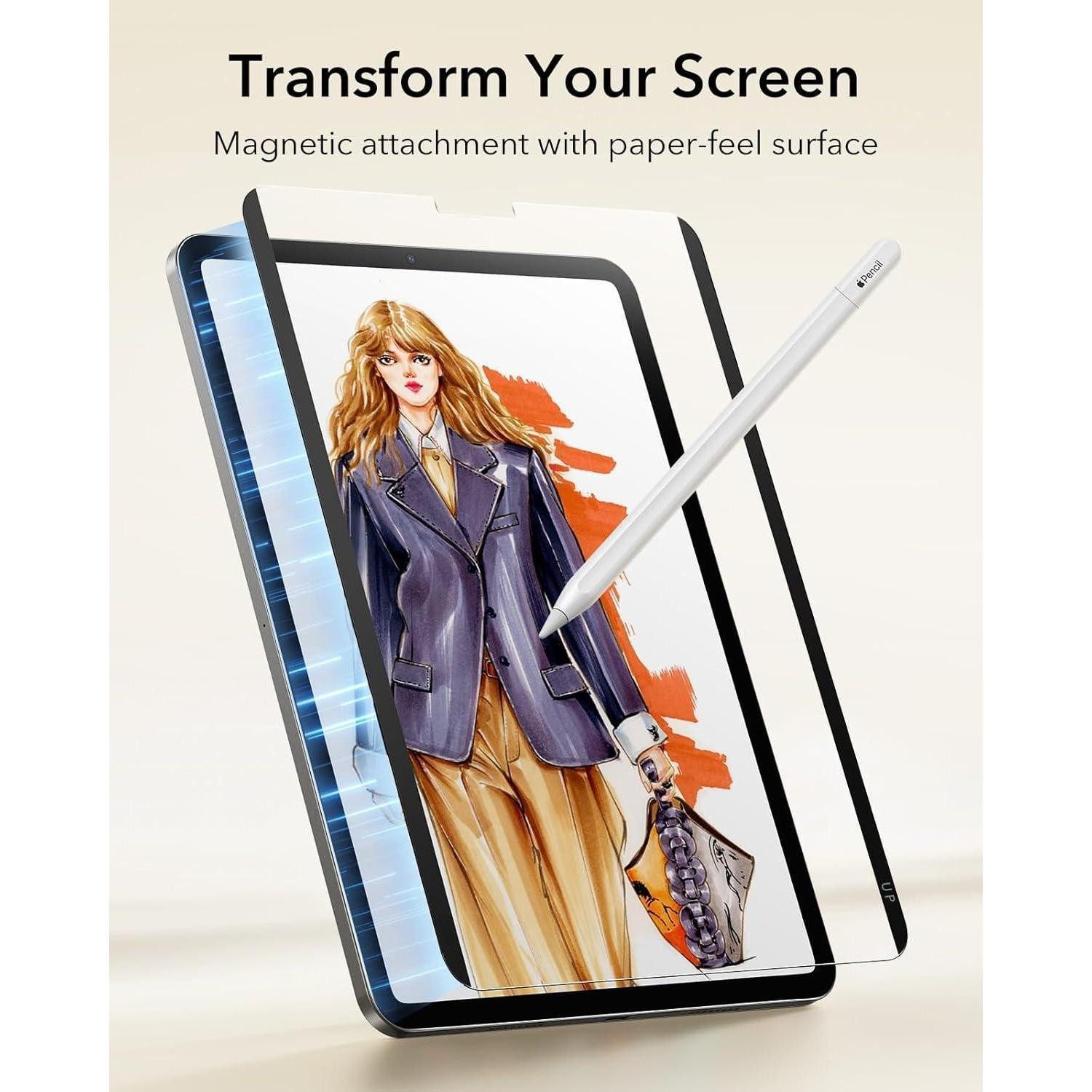 LuxusKollektion Schutzfolie ESR Paper-Feel Magnet Schutzfolie iPad Air 5/4 & Pro 11 - Matte Folie