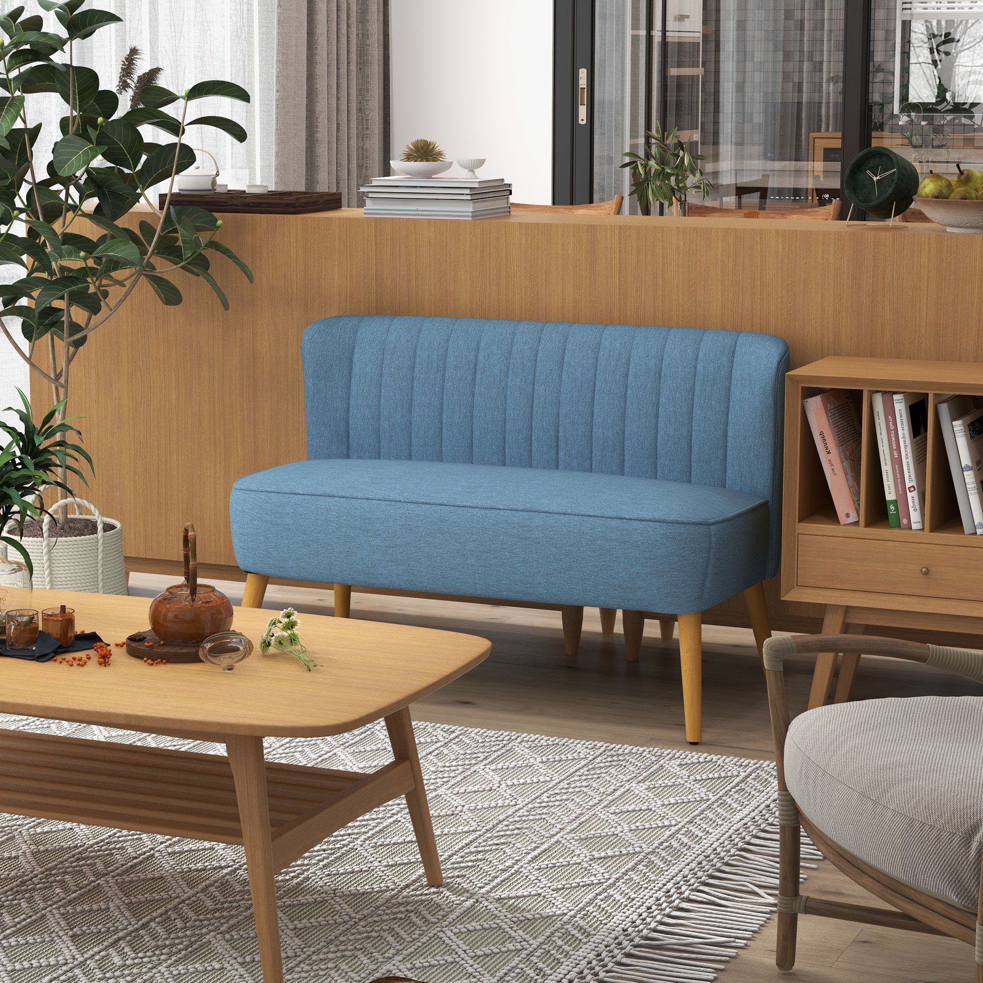 HOMCOM 2-Sitzer Zweisitzer, Loveseat mit Leinenoptik, günstig online kaufen